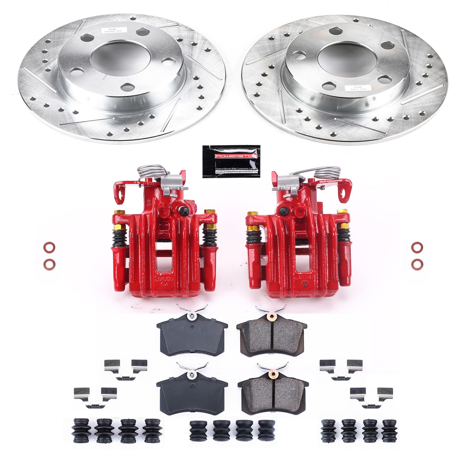 Power Stop - KC585 - Rear - Disc Brake Pad/Caliper and Rotor Kit