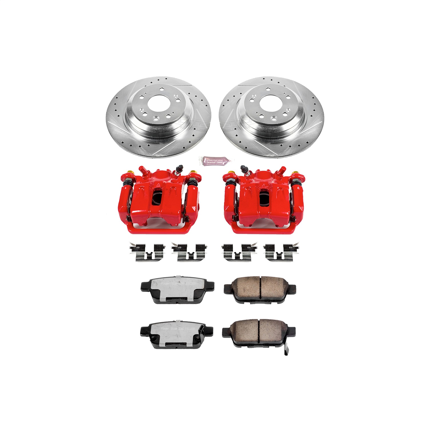 Power Stop - KC5854-36 - Rear - Disc Brake Pad/Caliper and Rotor Kit