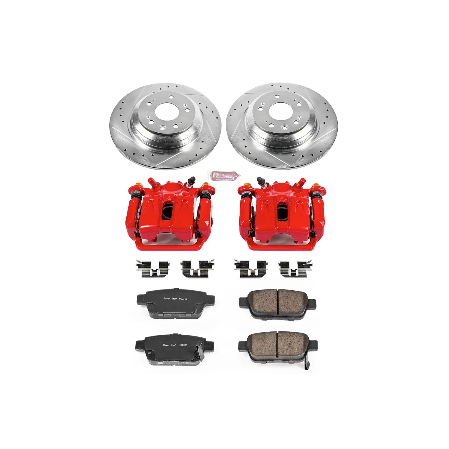 Power Stop - KC5854 - Rear - Disc Brake Pad/Caliper and Rotor Kit