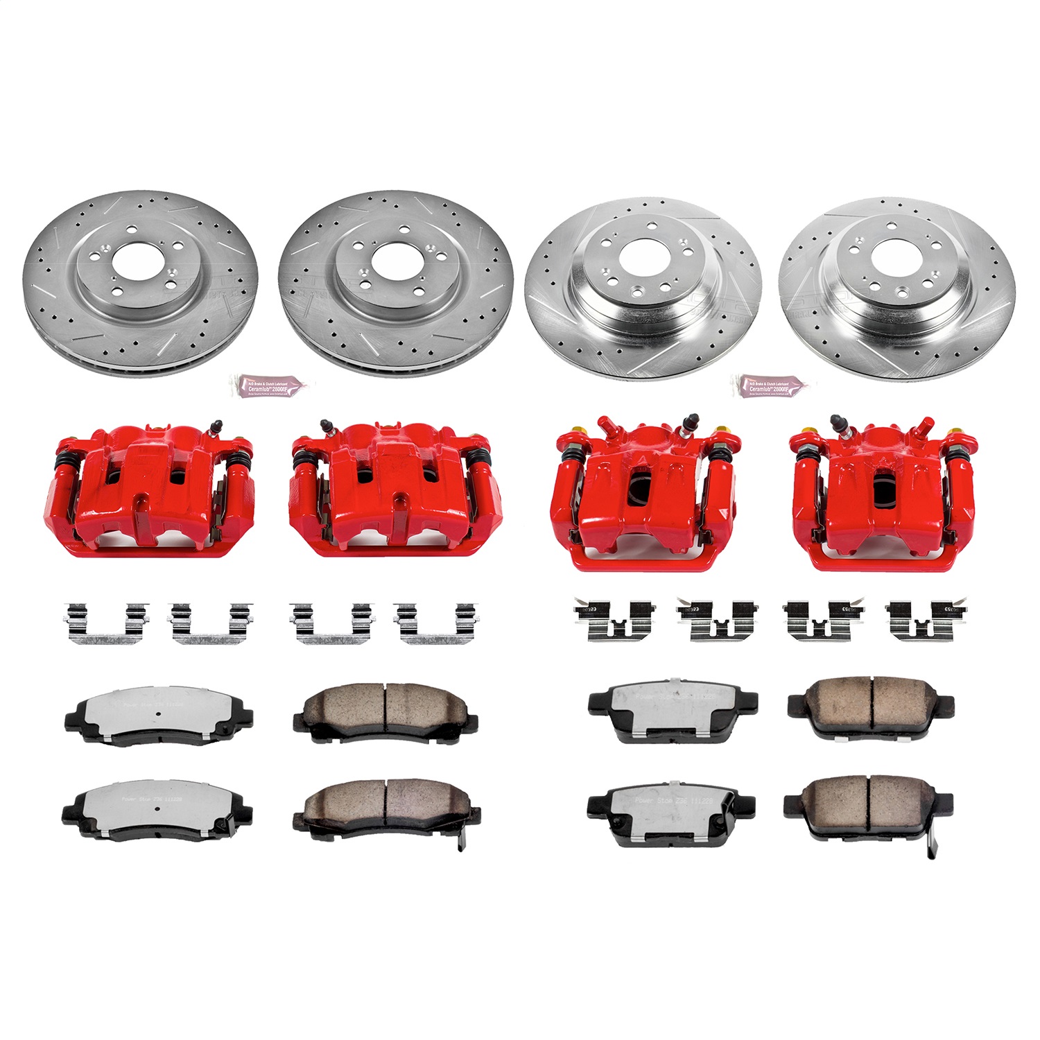Power Stop - KC5856-36 - Front and Rear - Disc Brake Pad/Caliper and Rotor Kit