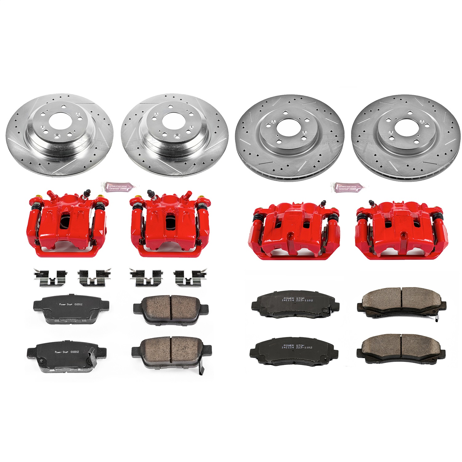 Power Stop - KC5856 - Front and Rear - Disc Brake Pad/Caliper and Rotor Kit