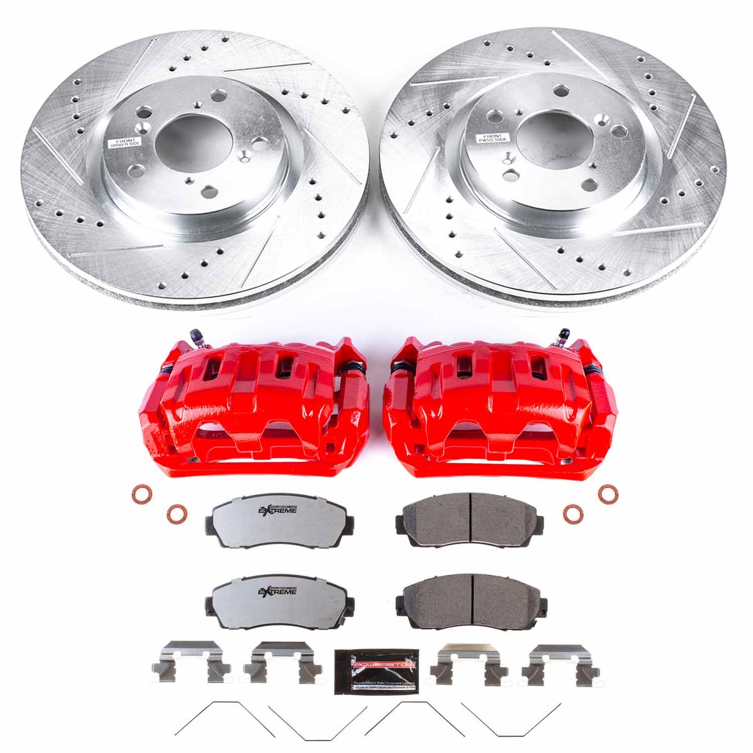 Power Stop - KC5857-26 - Front - Disc Brake Pad/Caliper and Rotor Kit