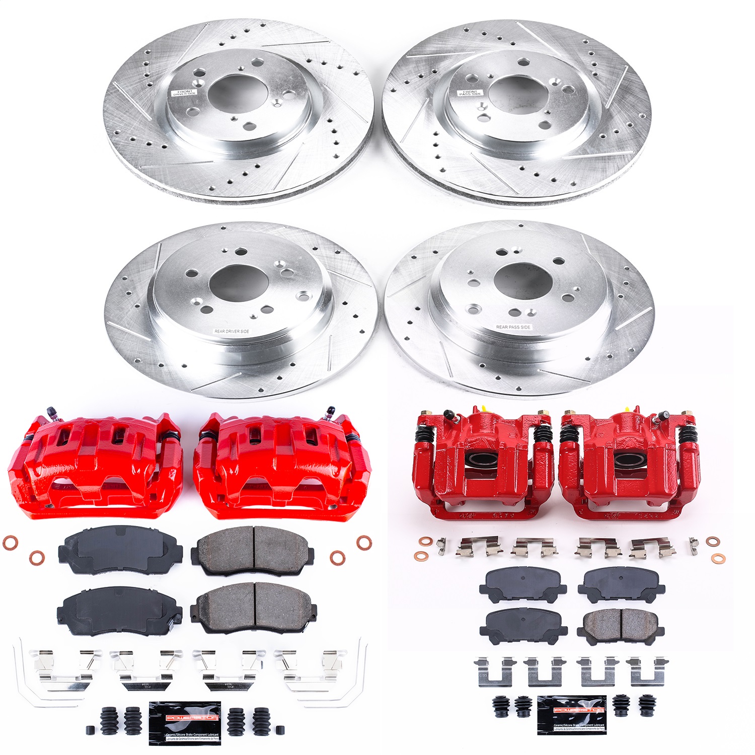 Power Stop - KC5858 - Front and Rear - Disc Brake Pad/Caliper and Rotor Kit