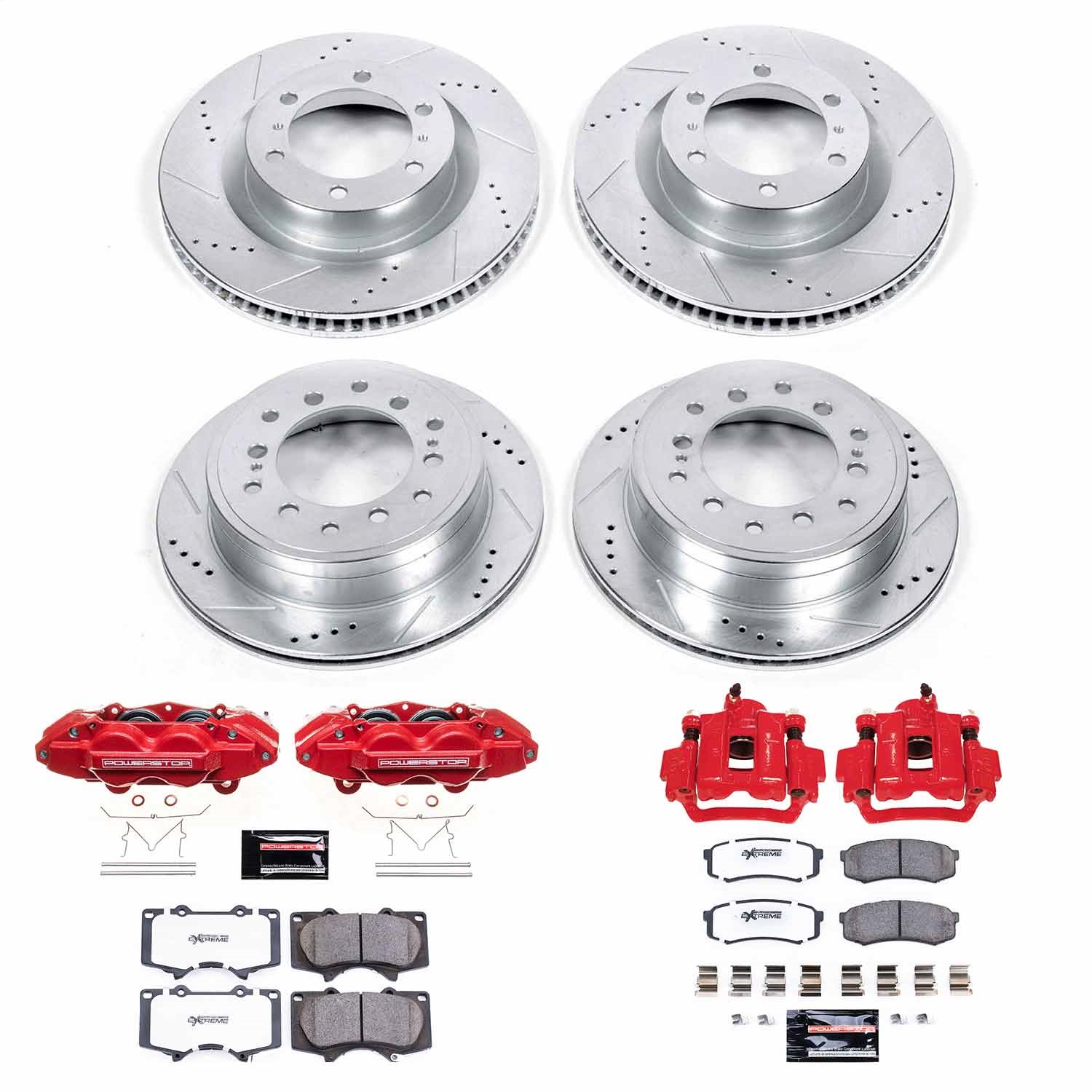 Power Stop - KC5874-36 - Front and Rear - Disc Brake Pad/Caliper and Rotor Kit