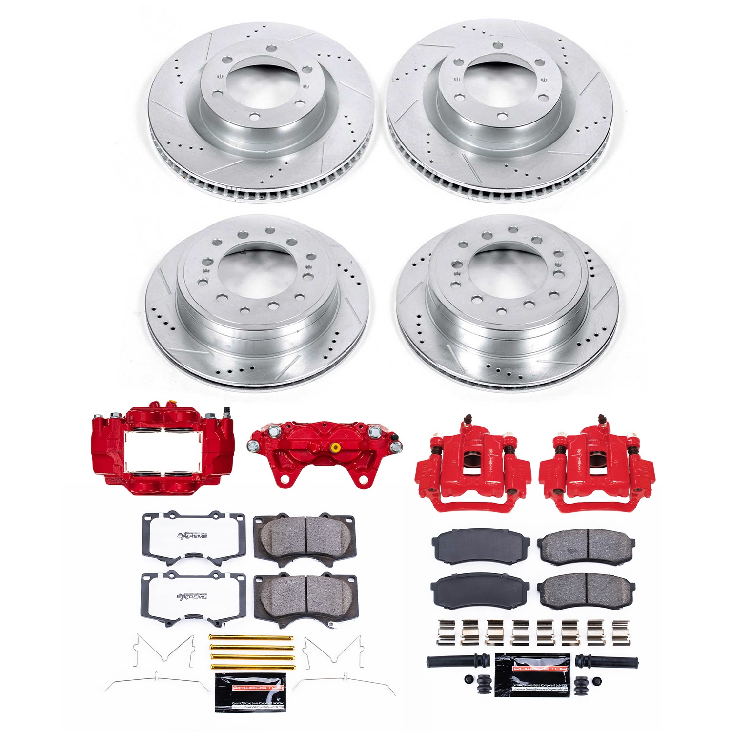 Power Stop - KC5874A - Front and Rear - Disc Brake Pad/Caliper and Rotor Kit