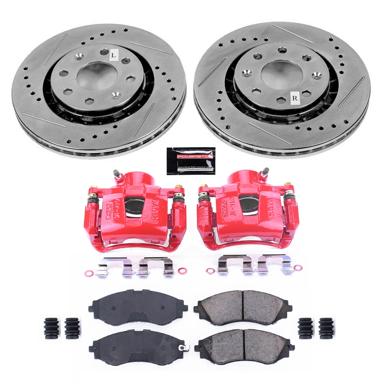 Power Stop - KC5893 - Front - Disc Brake Pad/Caliper and Rotor Kit