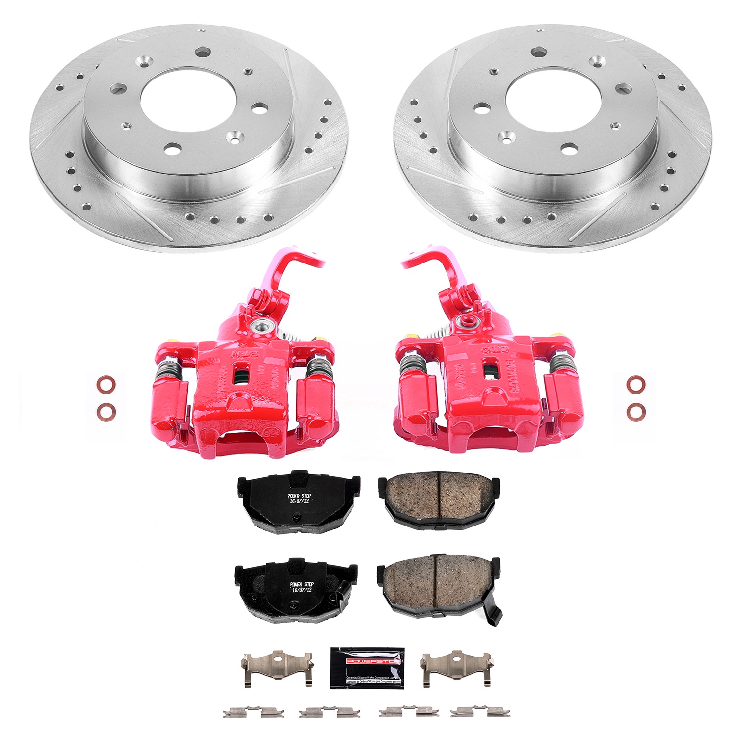 Power Stop - KC5905 - Rear - Disc Brake Pad/Caliper and Rotor Kit