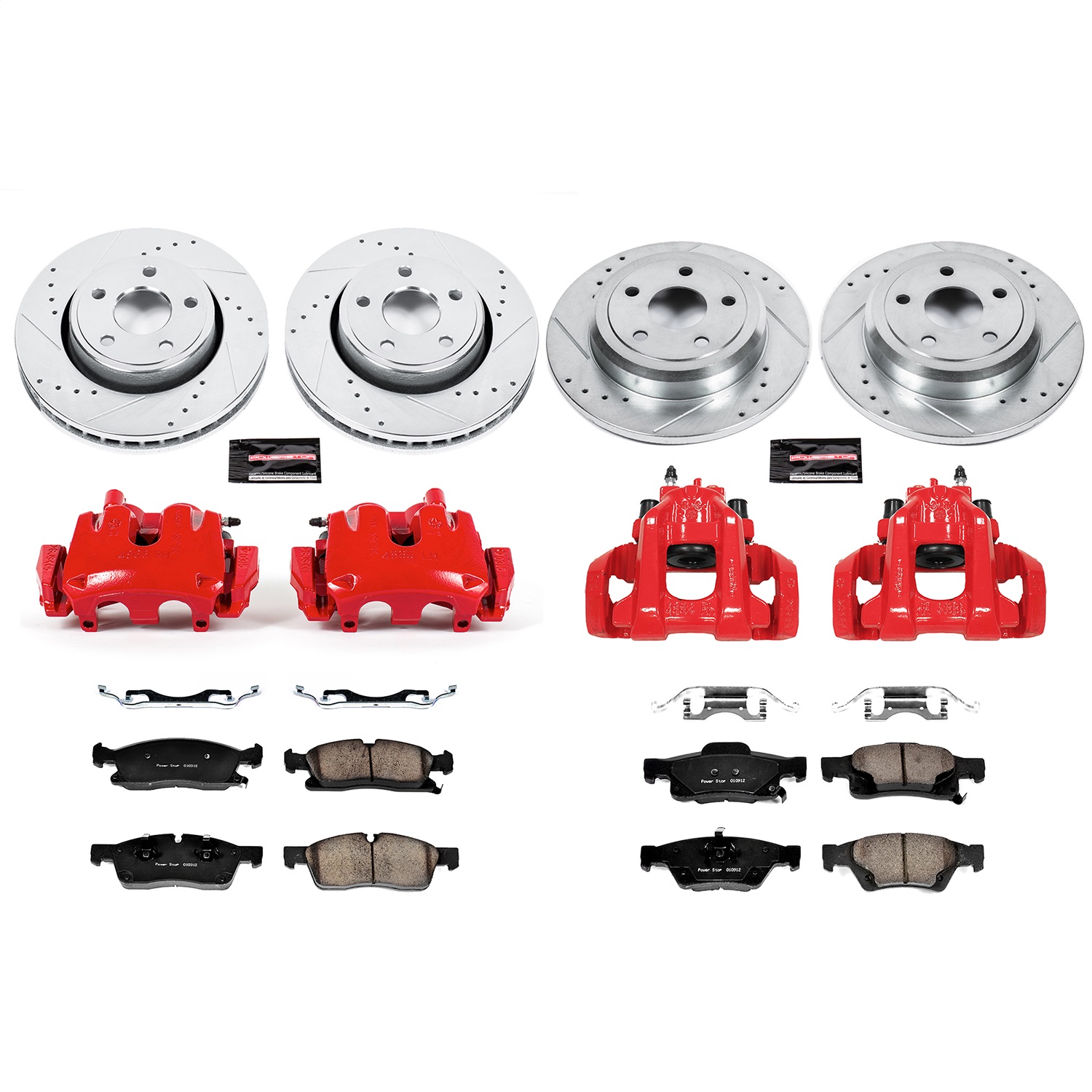 Power Stop - KC5952 - Front and Rear - Disc Brake Pad/Caliper and Rotor Kit