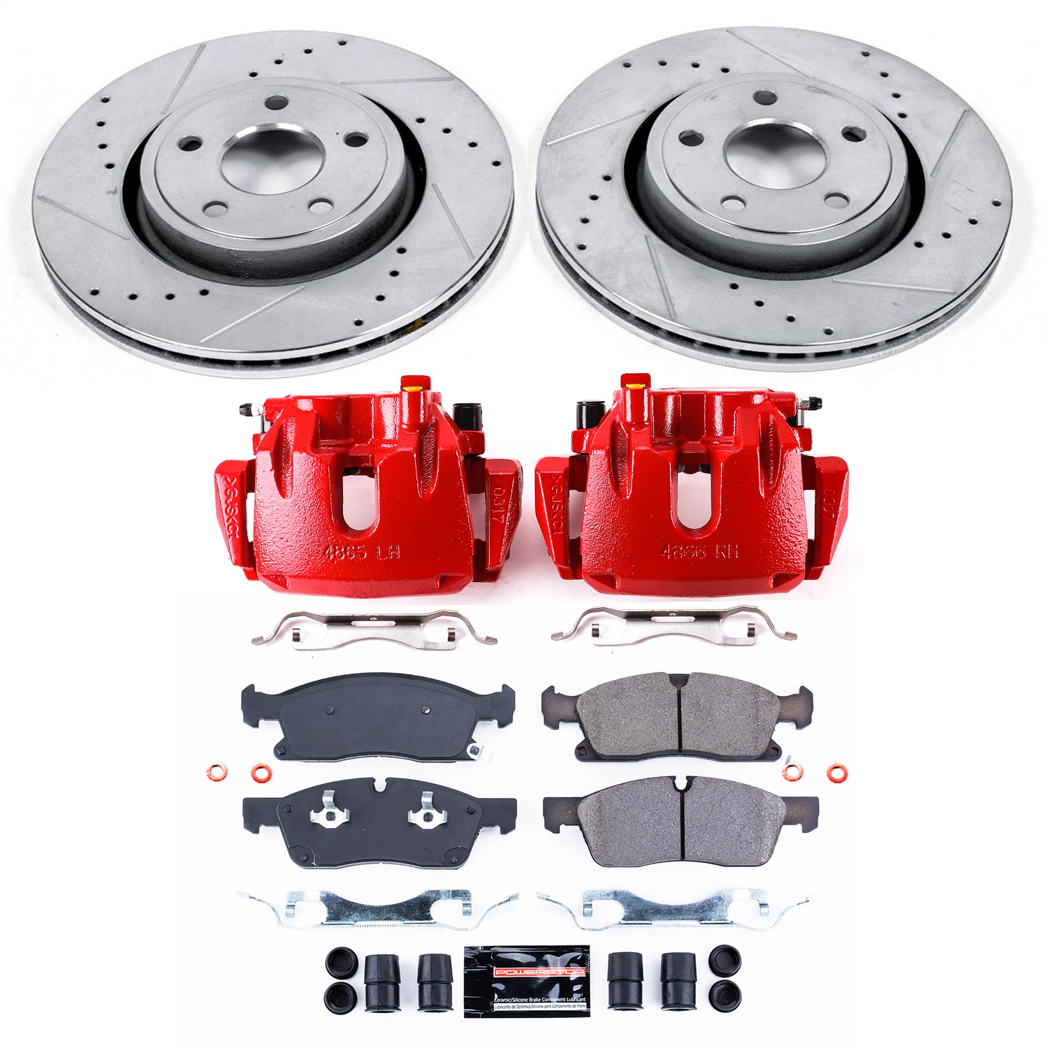 Power Stop - KC5954 - Front - Disc Brake Pad/Caliper and Rotor Kit
