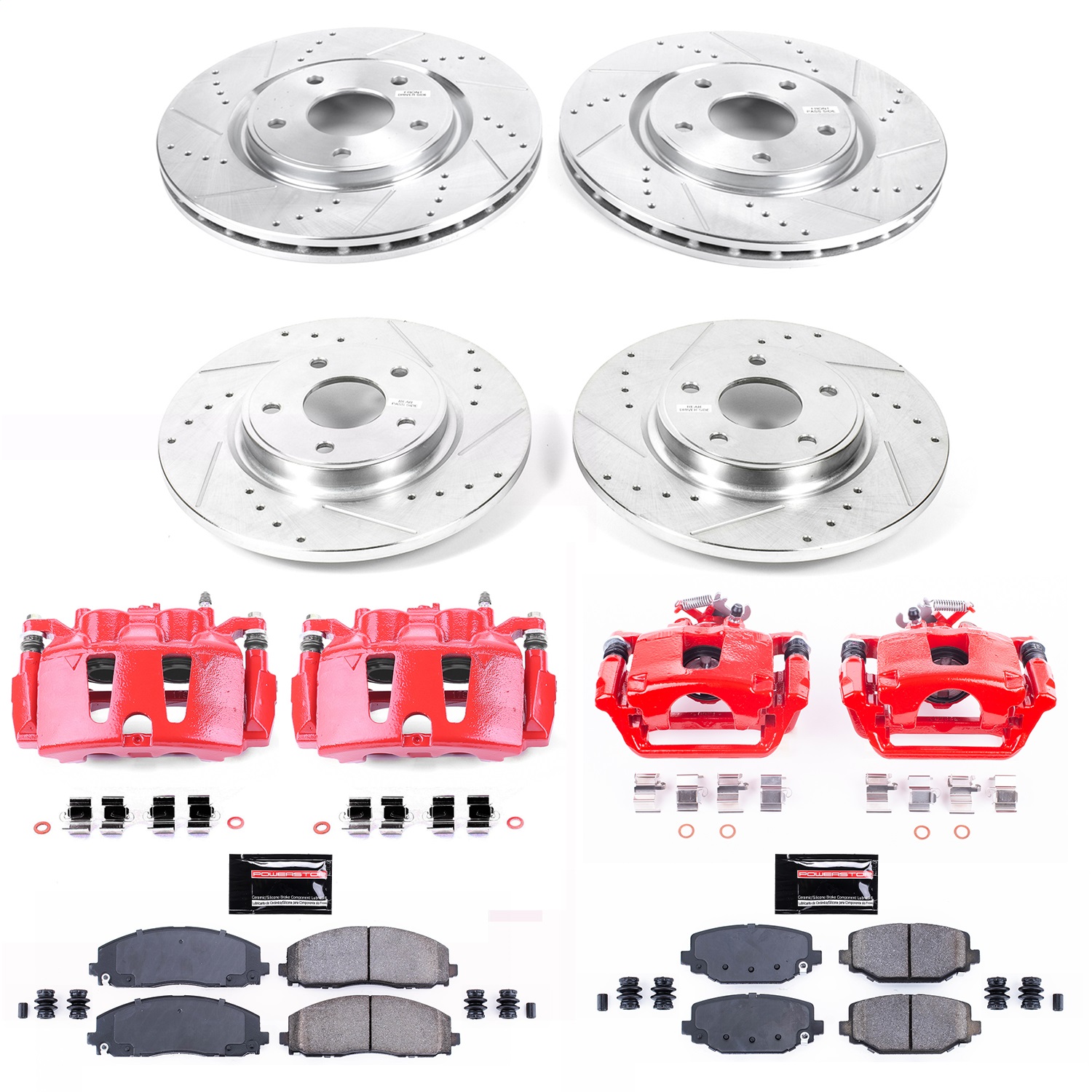 Power Stop - KC5960 - Front and Rear - Disc Brake Pad/Caliper and Rotor Kit