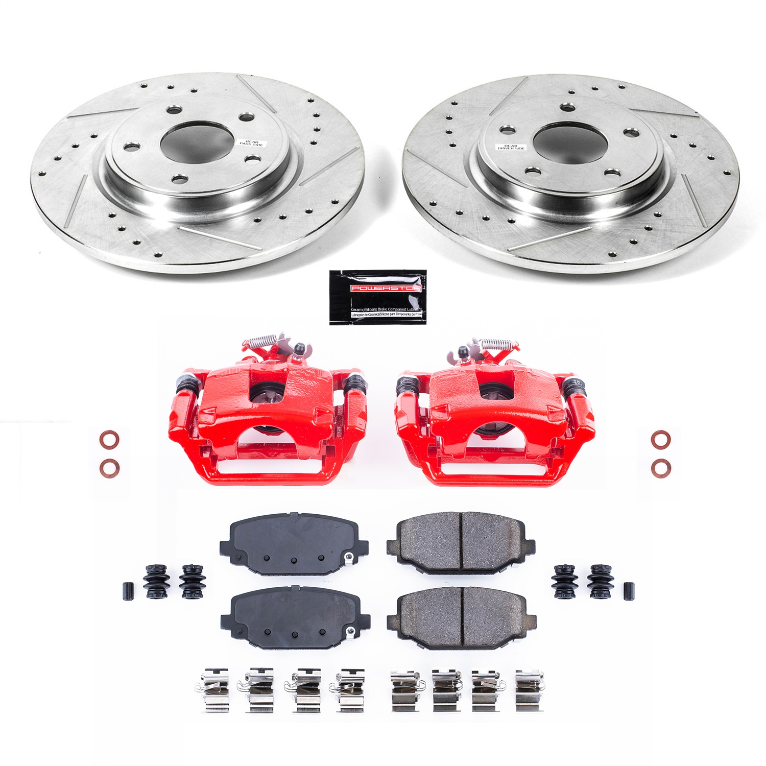 Power Stop - KC5961 - Rear - Disc Brake Pad/Caliper and Rotor Kit