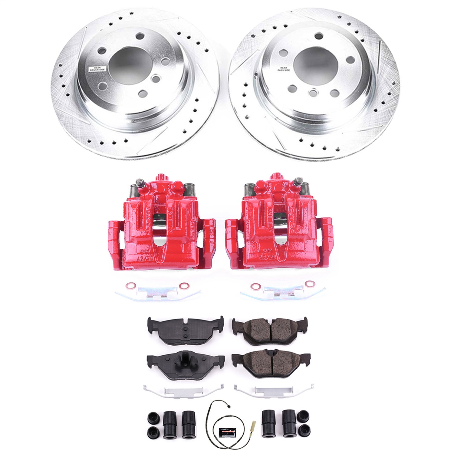 Power Stop - KC5980 - Rear - Disc Brake Pad/Caliper and Rotor Kit