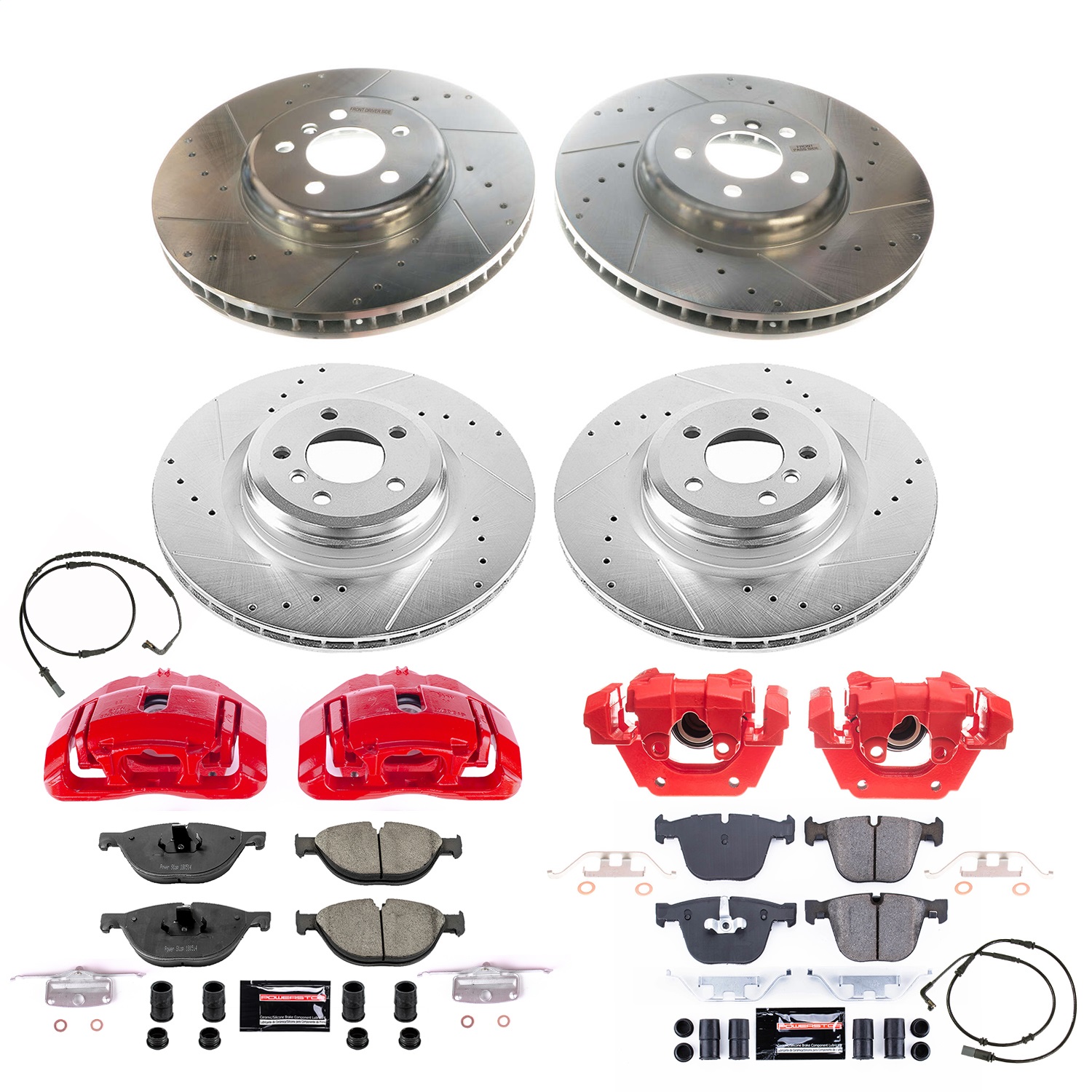 Power Stop - KC6013 - Front and Rear - Disc Brake Pad/Caliper and Rotor Kit