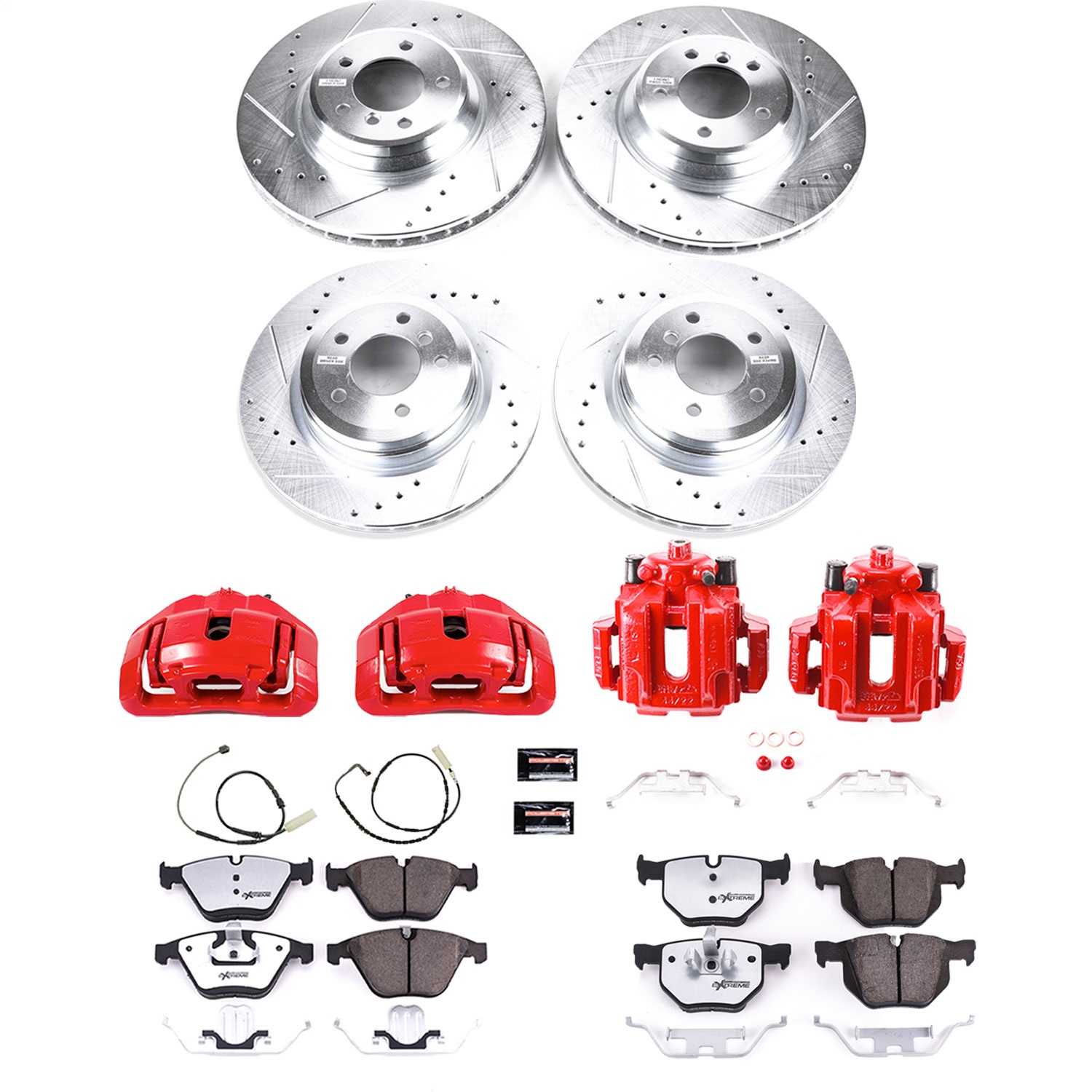 Power Stop - KC6057-26 - Front and Rear - Disc Brake Pad/Caliper and Rotor Kit