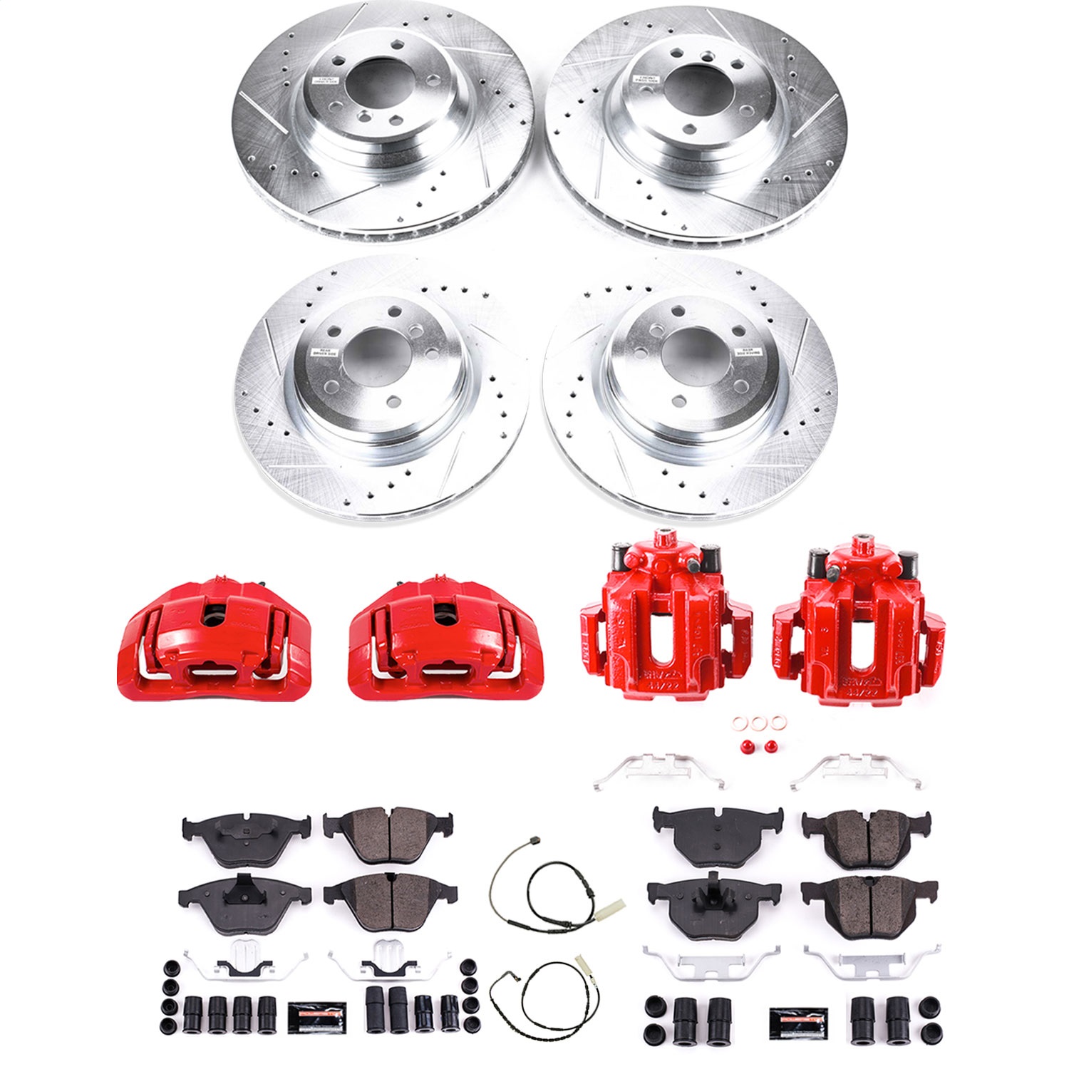 Power Stop - KC6057 - Front and Rear - Disc Brake Pad/Caliper and Rotor Kit
