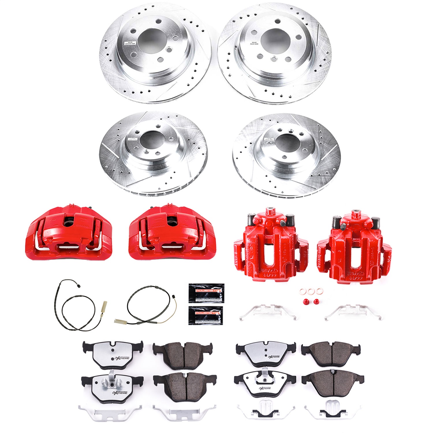 Power Stop - KC6059-26 - Front and Rear - Disc Brake Pad/Caliper and Rotor Kit
