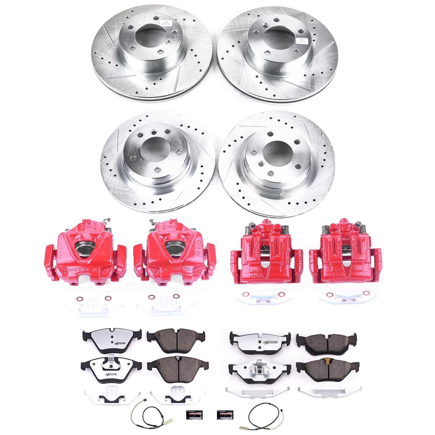 Power Stop - KC6072-26 - Front and Rear - Disc Brake Pad/Caliper and Rotor Kit