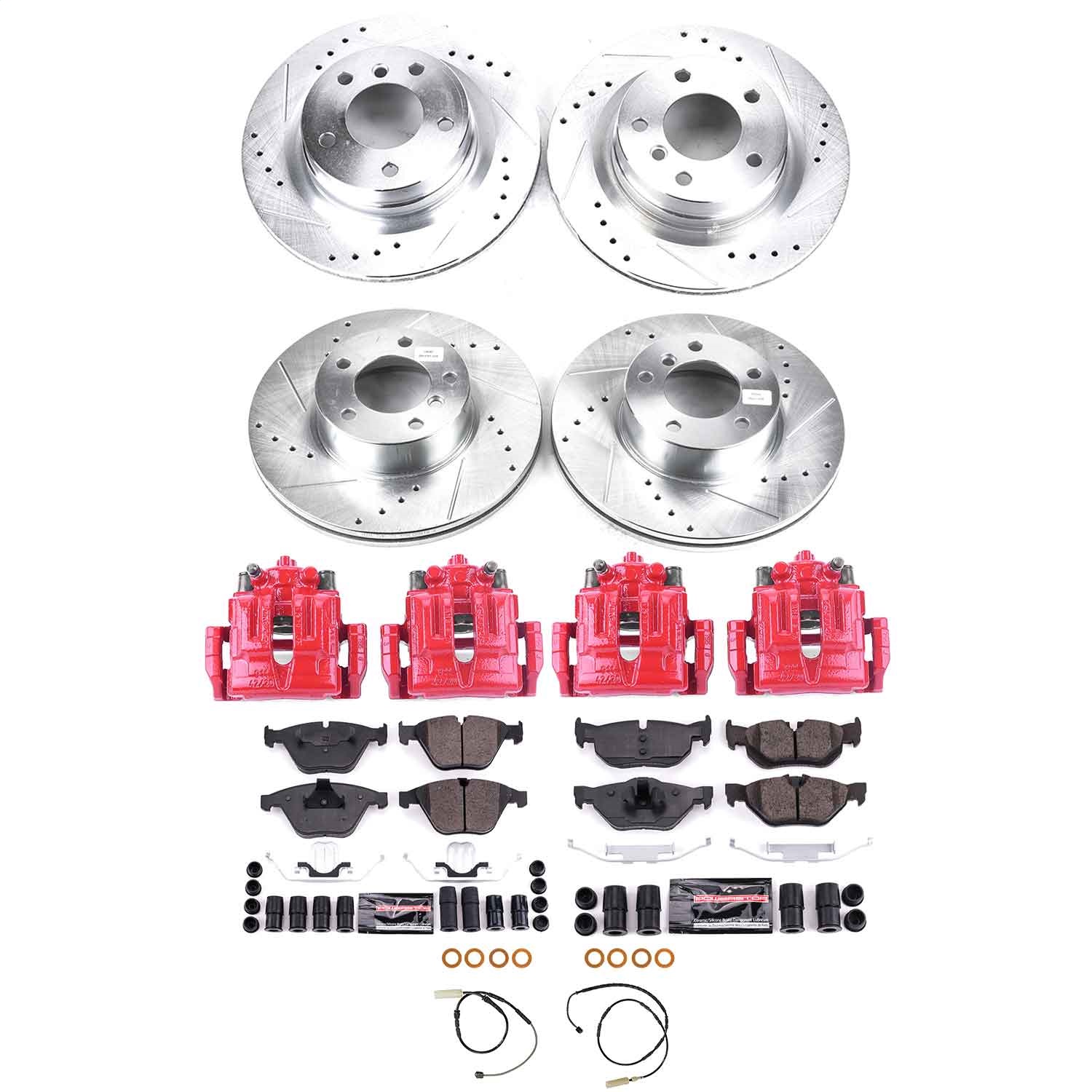 Power Stop - KC6072 - Front and Rear - Disc Brake Pad/Caliper and Rotor Kit