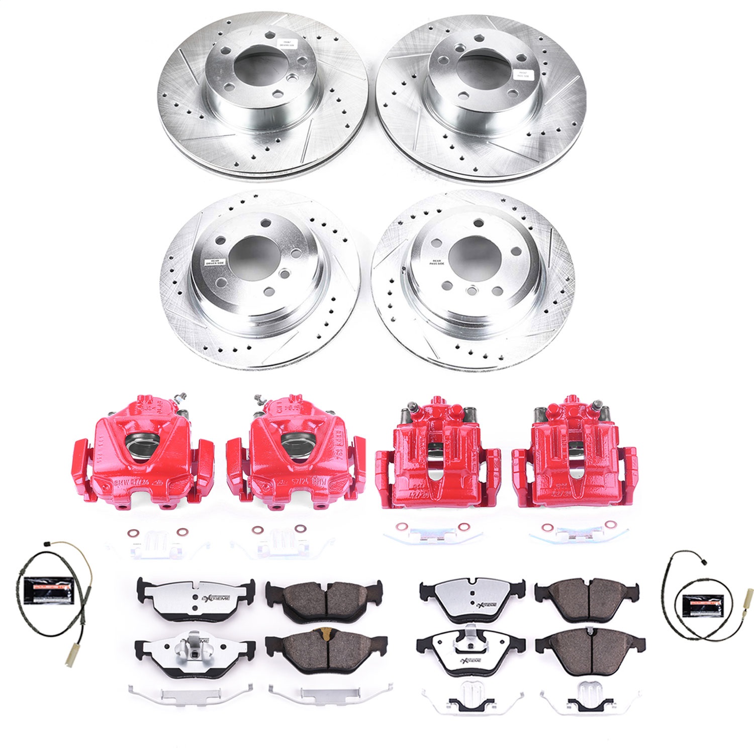 Power Stop - KC6074-26 - Front and Rear - Disc Brake Pad/Caliper and Rotor Kit