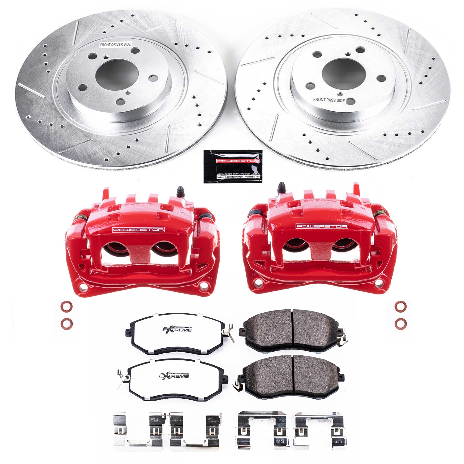 Power Stop - KC6082A-26 - Front - Disc Brake Pad/Caliper and Rotor Kit
