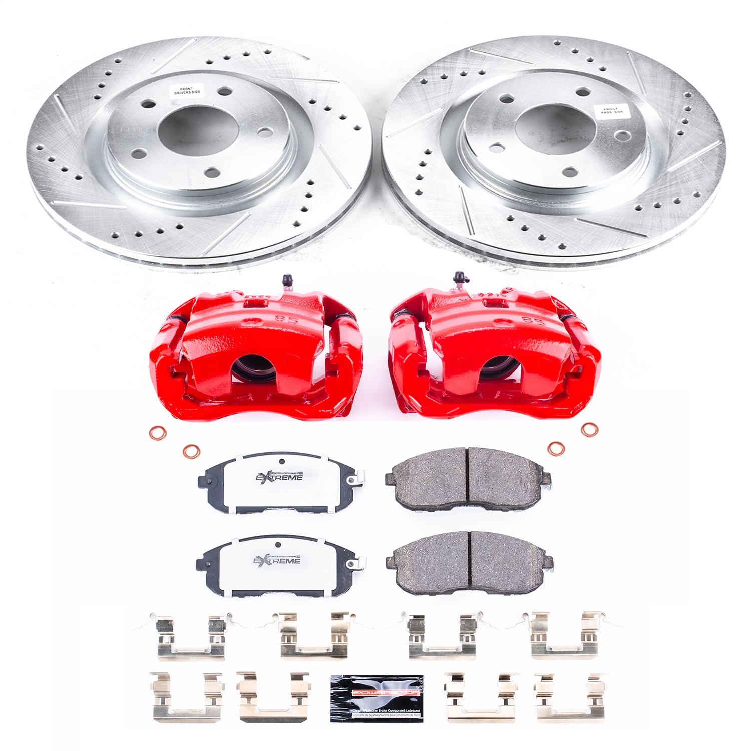 Power Stop - KC6094-26 - Front - Disc Brake Pad/Caliper and Rotor Kit