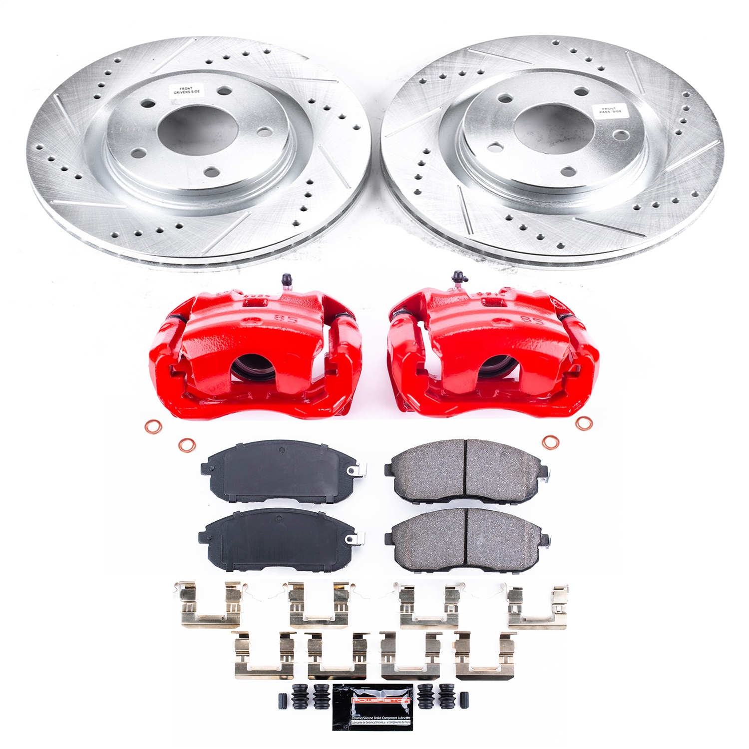 Power Stop - KC6094 - Front - Disc Brake Pad/Caliper and Rotor Kit