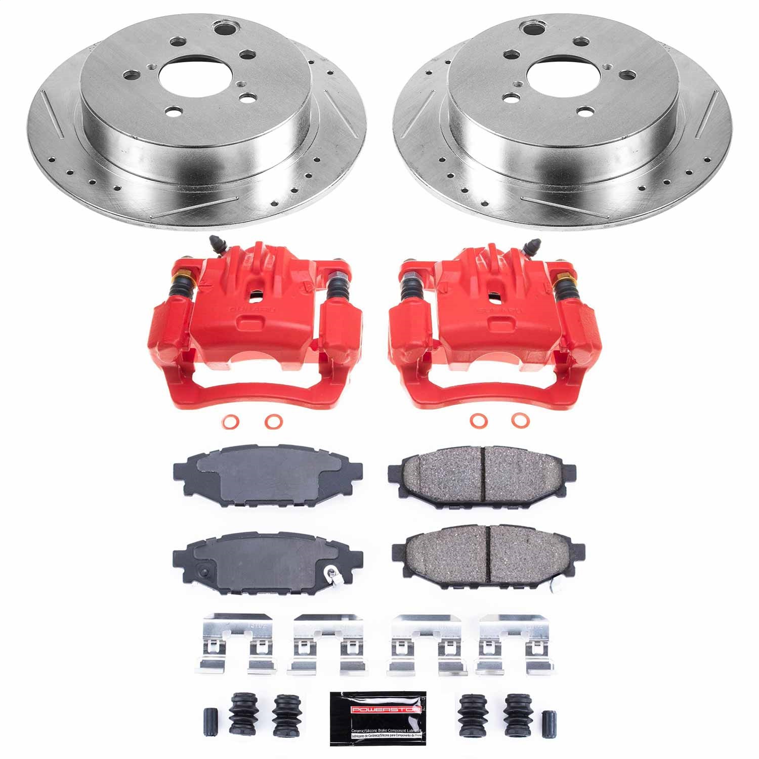 Power Stop - KC6107 - Rear - Disc Brake Pad/Caliper and Rotor Kit