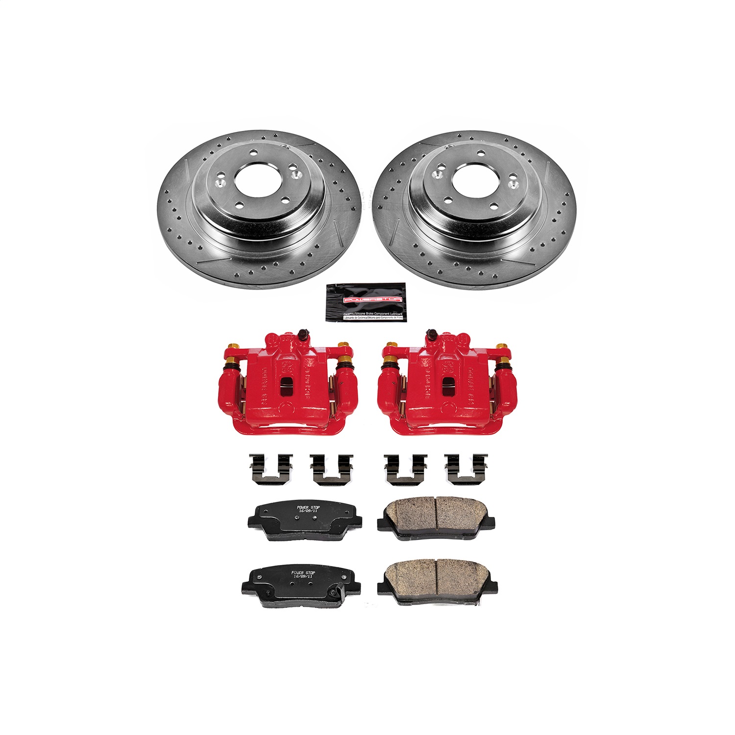 Power Stop - KC6168 - Rear - Disc Brake Pad/Caliper and Rotor Kit