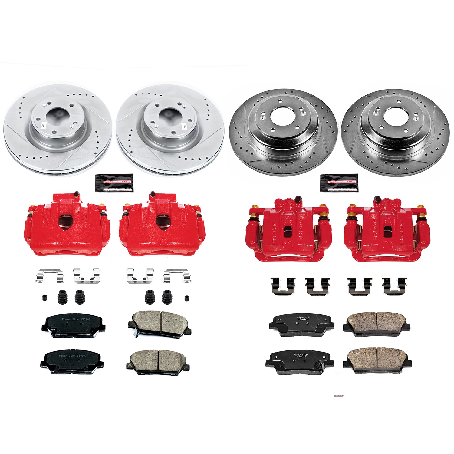 Power Stop - KC6170 - Front and Rear - Disc Brake Pad/Caliper and Rotor Kit