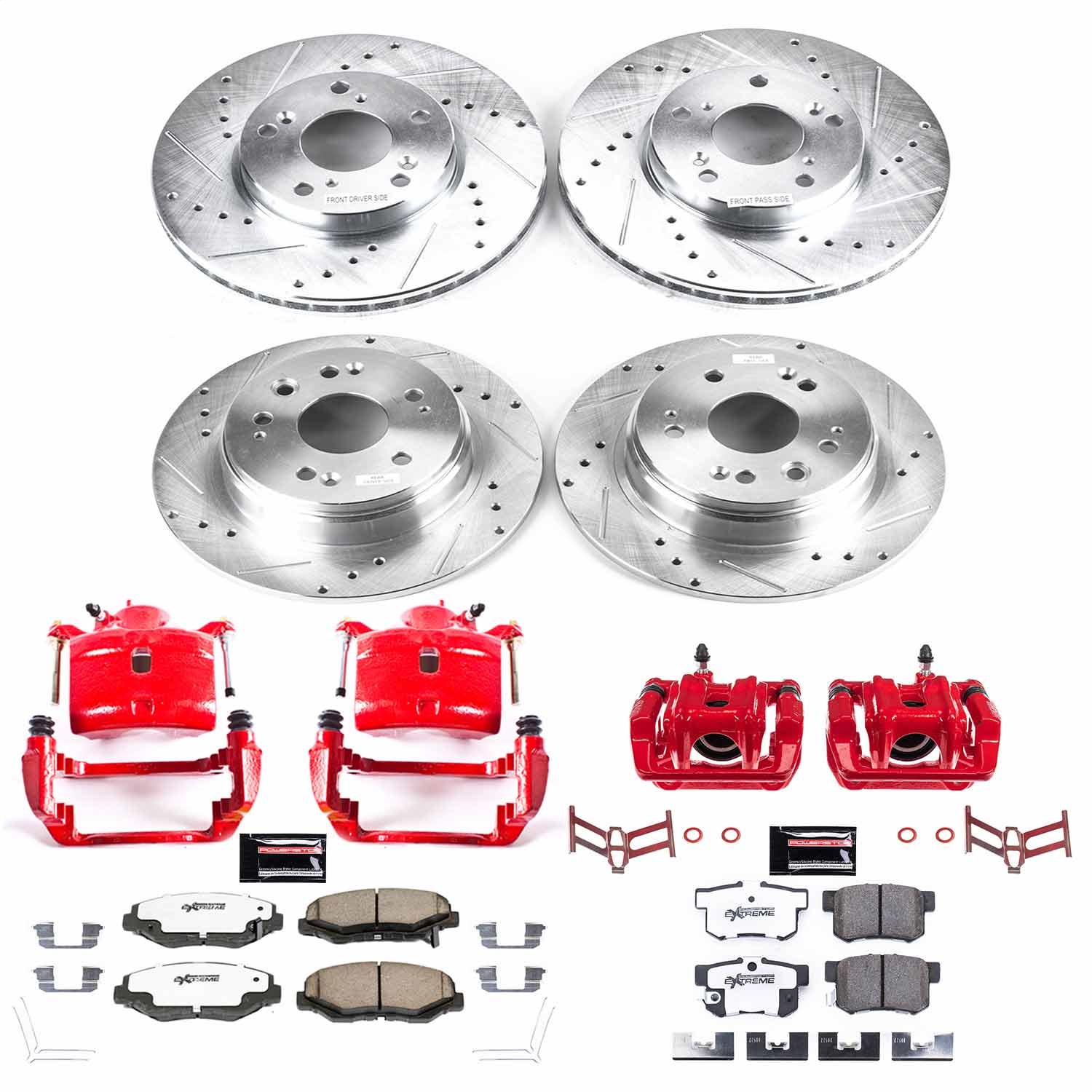 Power Stop - KC6171-26 - Front and Rear - Disc Brake Pad/Caliper and Rotor Kit