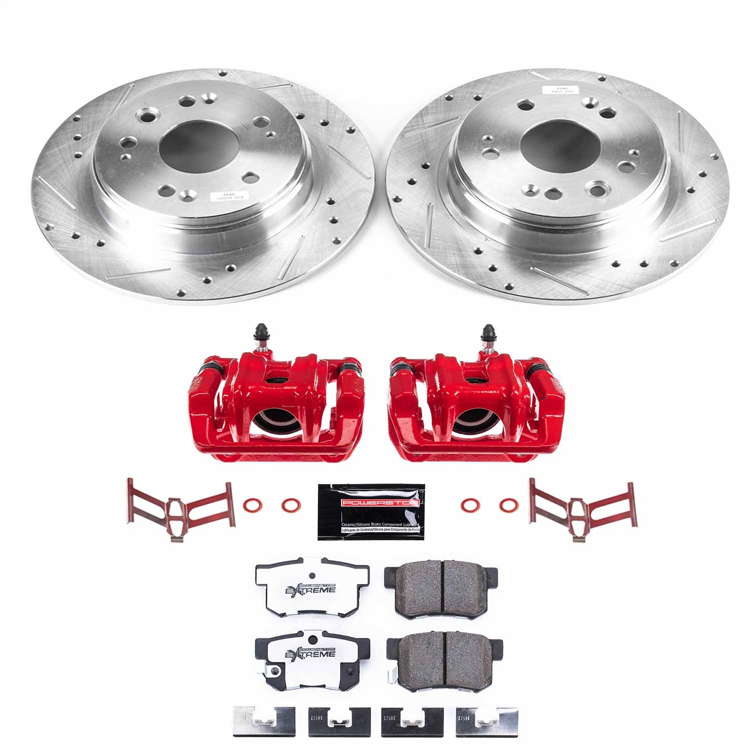 Power Stop - KC6172-26 - Rear - Disc Brake Pad/Caliper and Rotor Kit