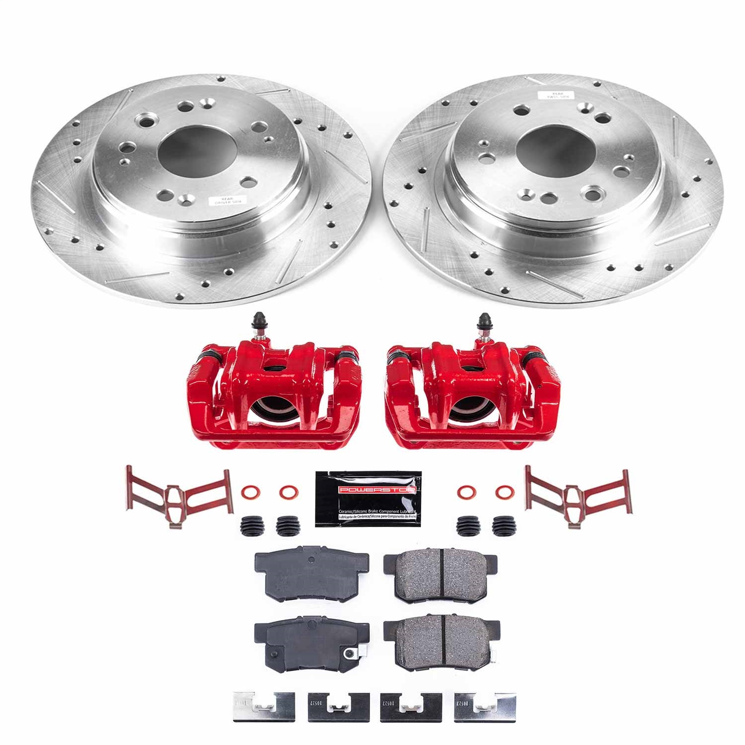 Power Stop - KC6172 - Rear - Disc Brake Pad/Caliper and Rotor Kit