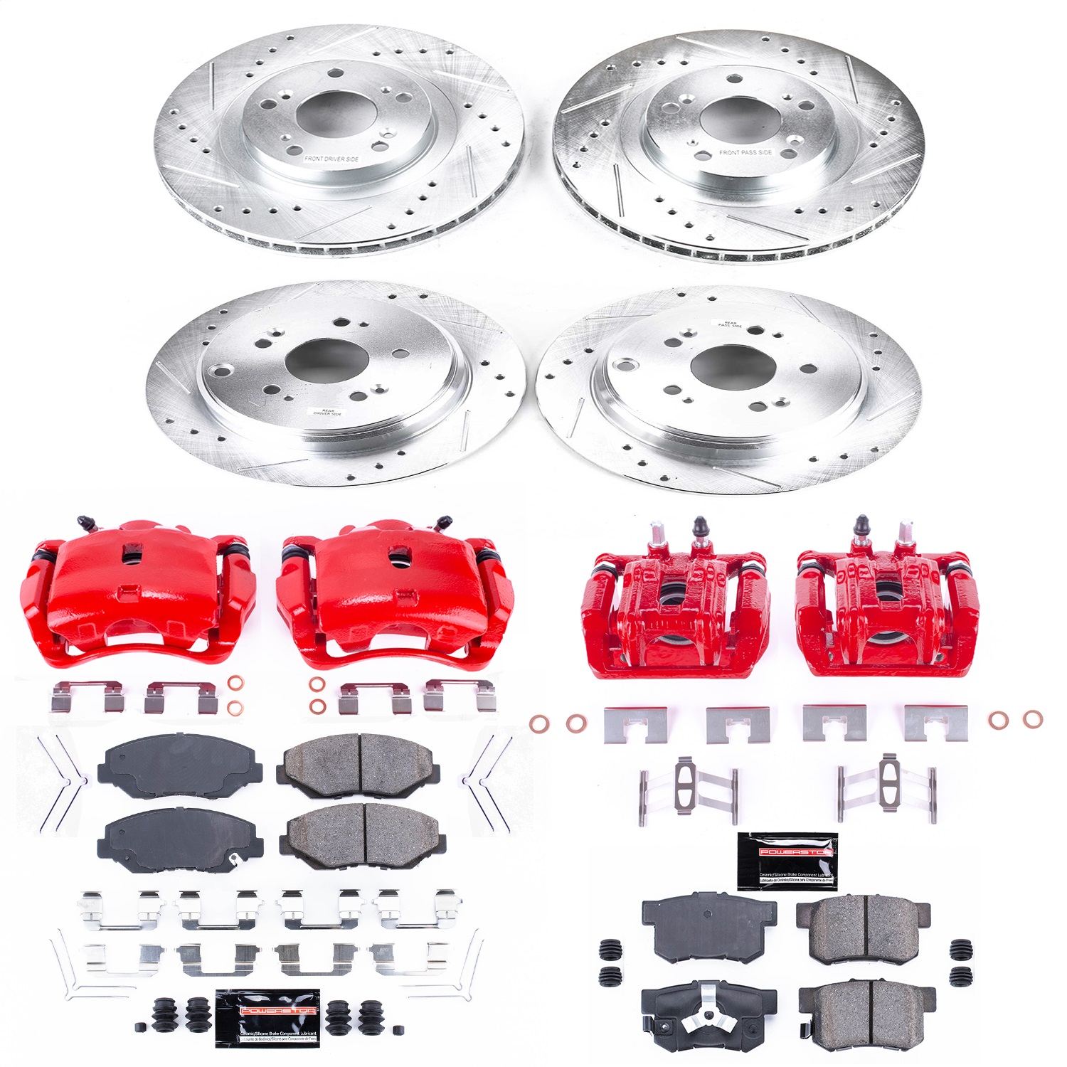 Power Stop - KC6173 - Front and Rear - Disc Brake Pad/Caliper and Rotor Kit