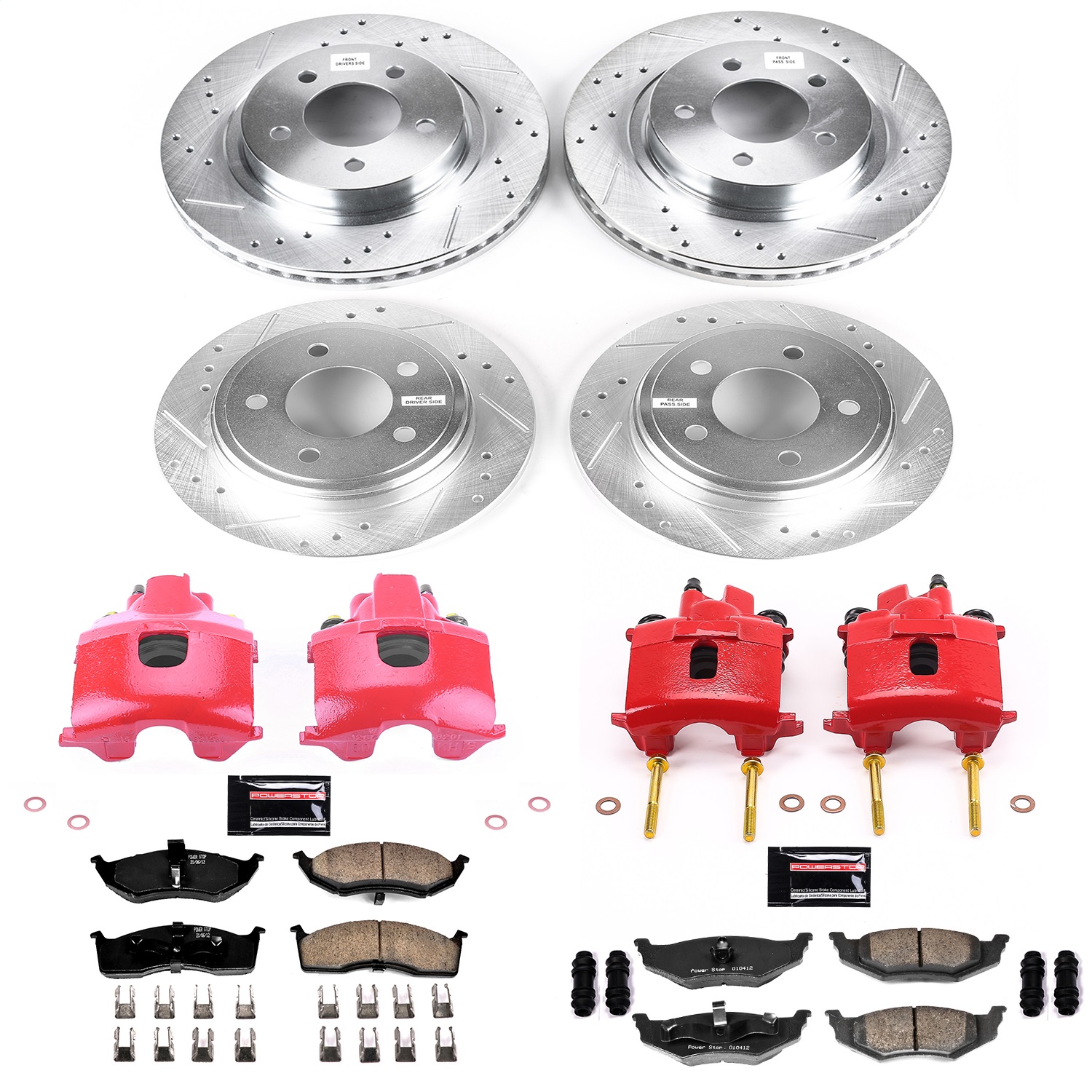 Power Stop - KC6177 - Front and Rear - Disc Brake Pad/Caliper and Rotor Kit