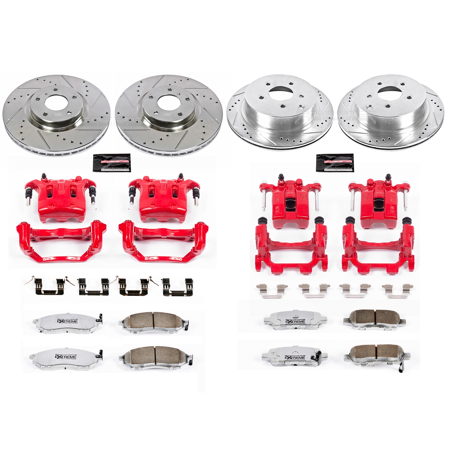Power Stop - KC6237-26 - Front and Rear - Disc Brake Pad/Caliper and Rotor Kit