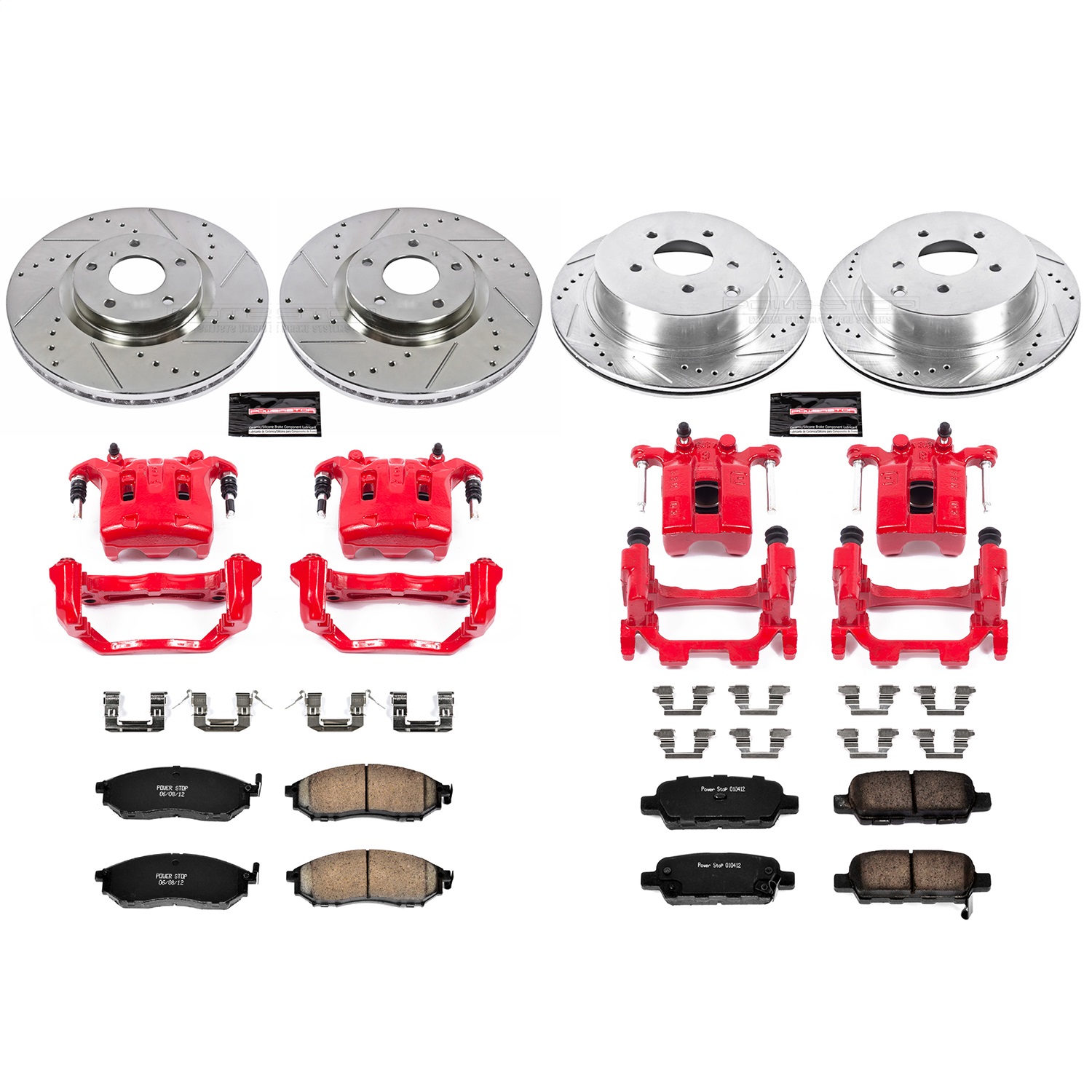 Power Stop - KC6237 - Front and Rear - Disc Brake Pad/Caliper and Rotor Kit