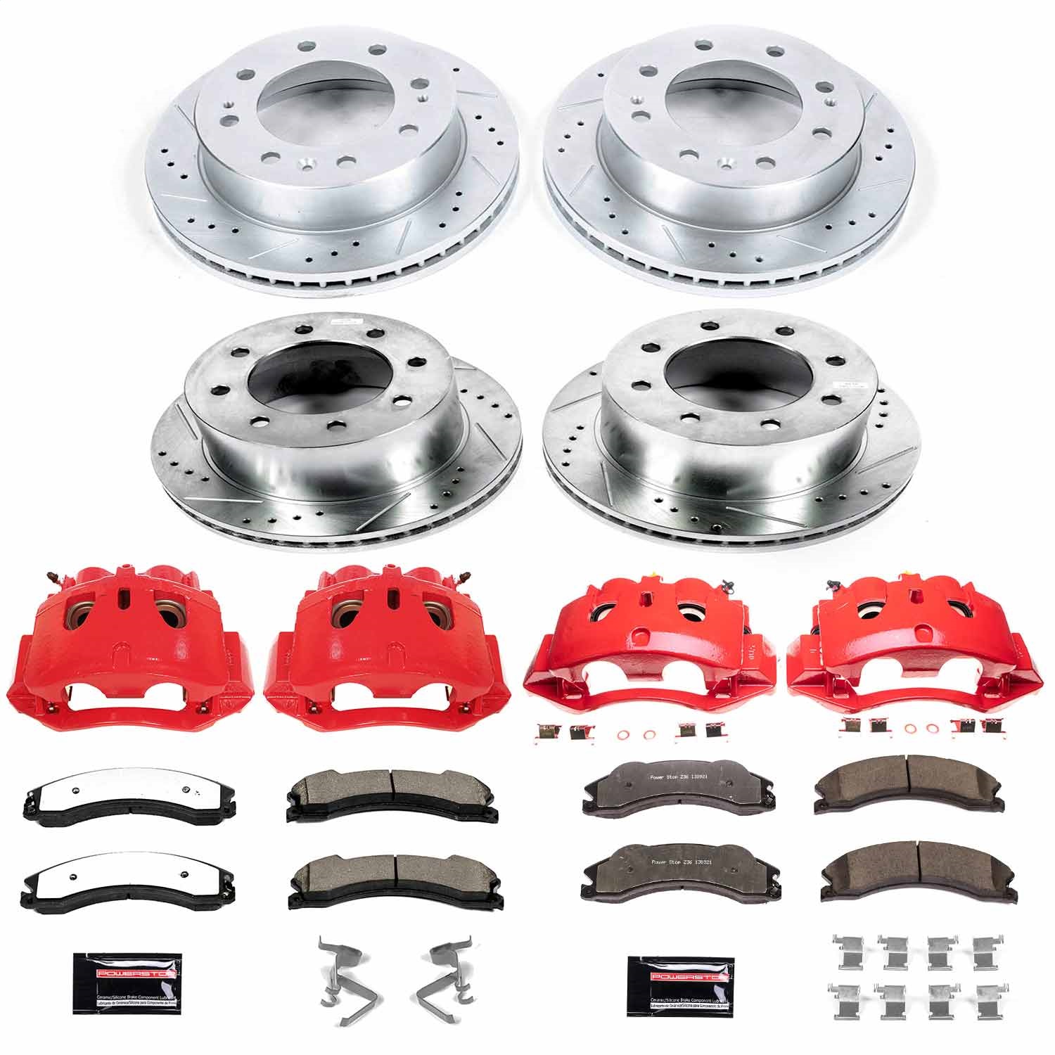 Power Stop - KC6260-36 - Front and Rear - Disc Brake Pad/Caliper and Rotor Kit