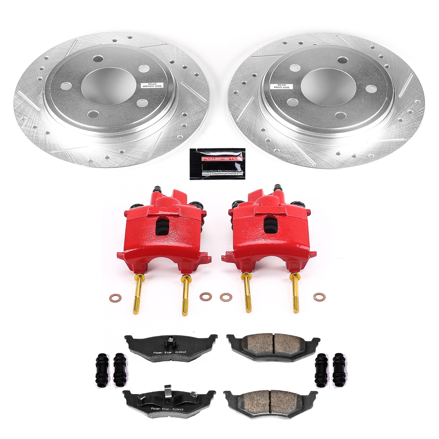 Power Stop - KC6263 - Rear - Disc Brake Pad/Caliper and Rotor Kit