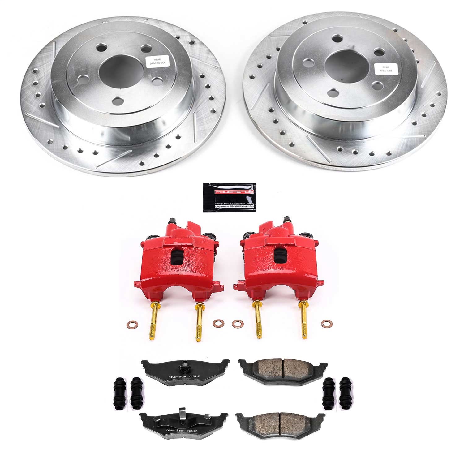 Power Stop - KC6266A - Rear - Disc Brake Pad/Caliper and Rotor Kit