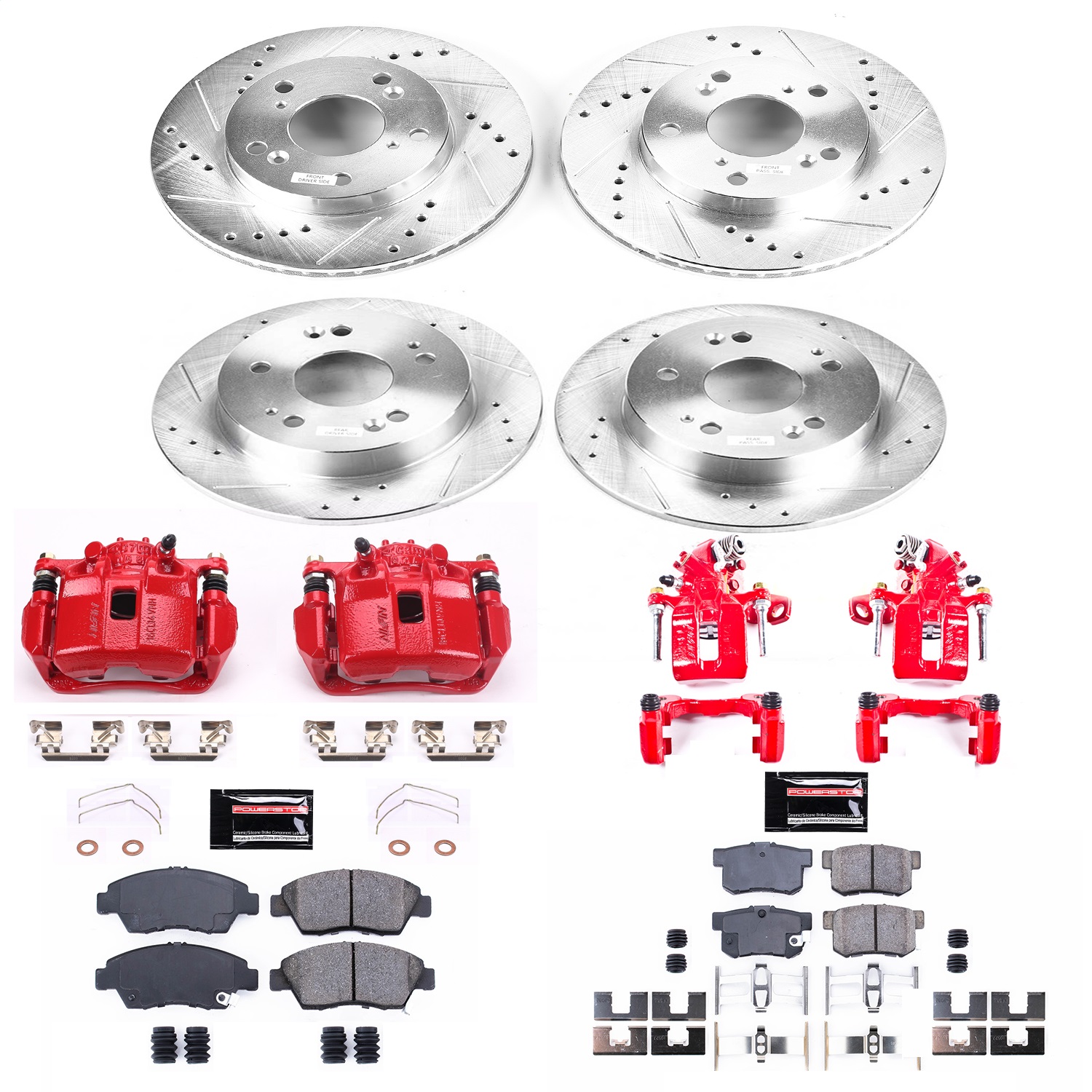 Power Stop - KC6318 - Front and Rear - Disc Brake Pad/Caliper and Rotor Kit