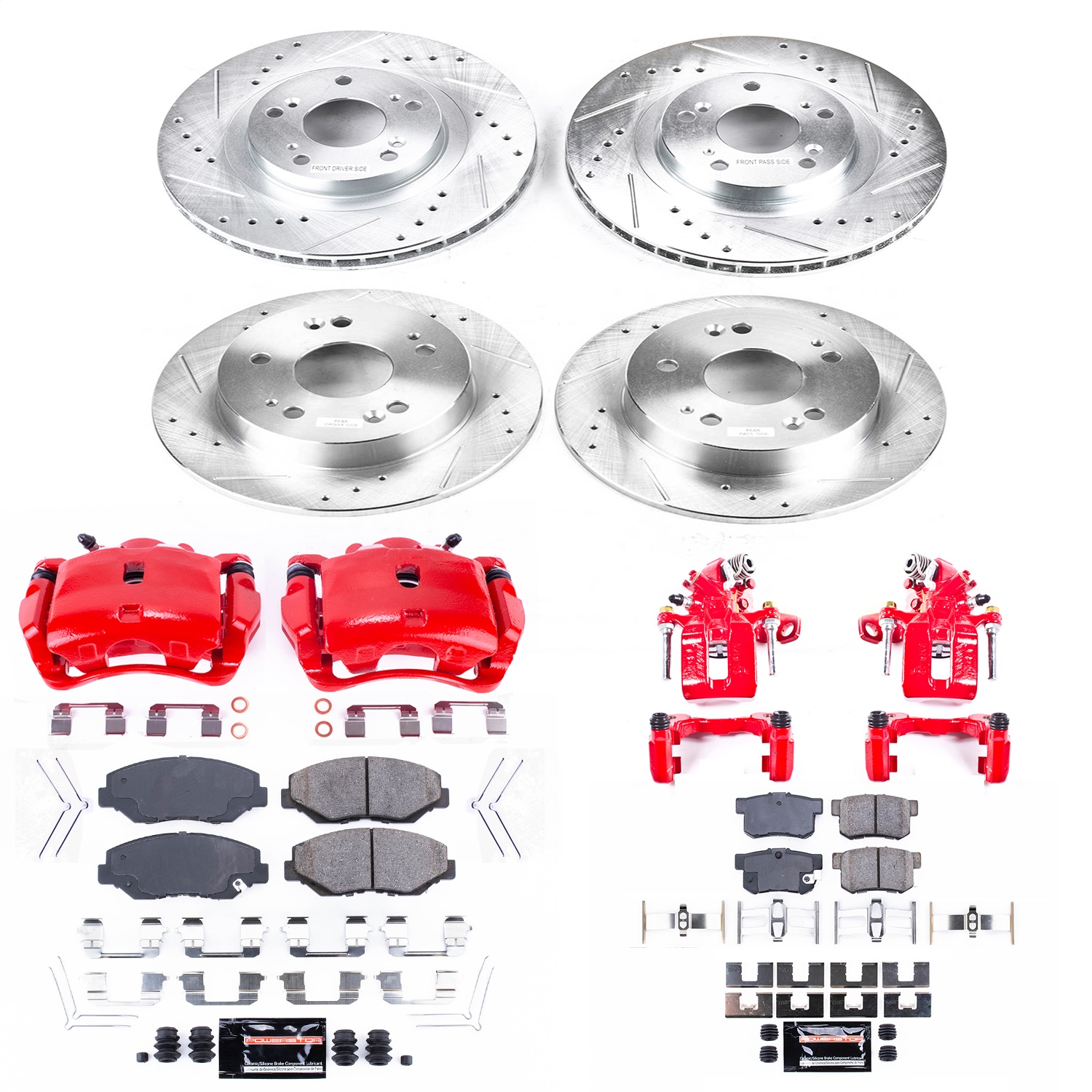 Power Stop - KC6327 - Front and Rear - Disc Brake Pad/Caliper and Rotor Kit