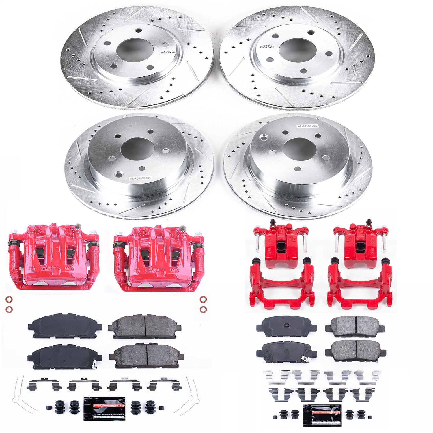 Power Stop - KC6361 - Front and Rear - Disc Brake Pad/Caliper and Rotor Kit