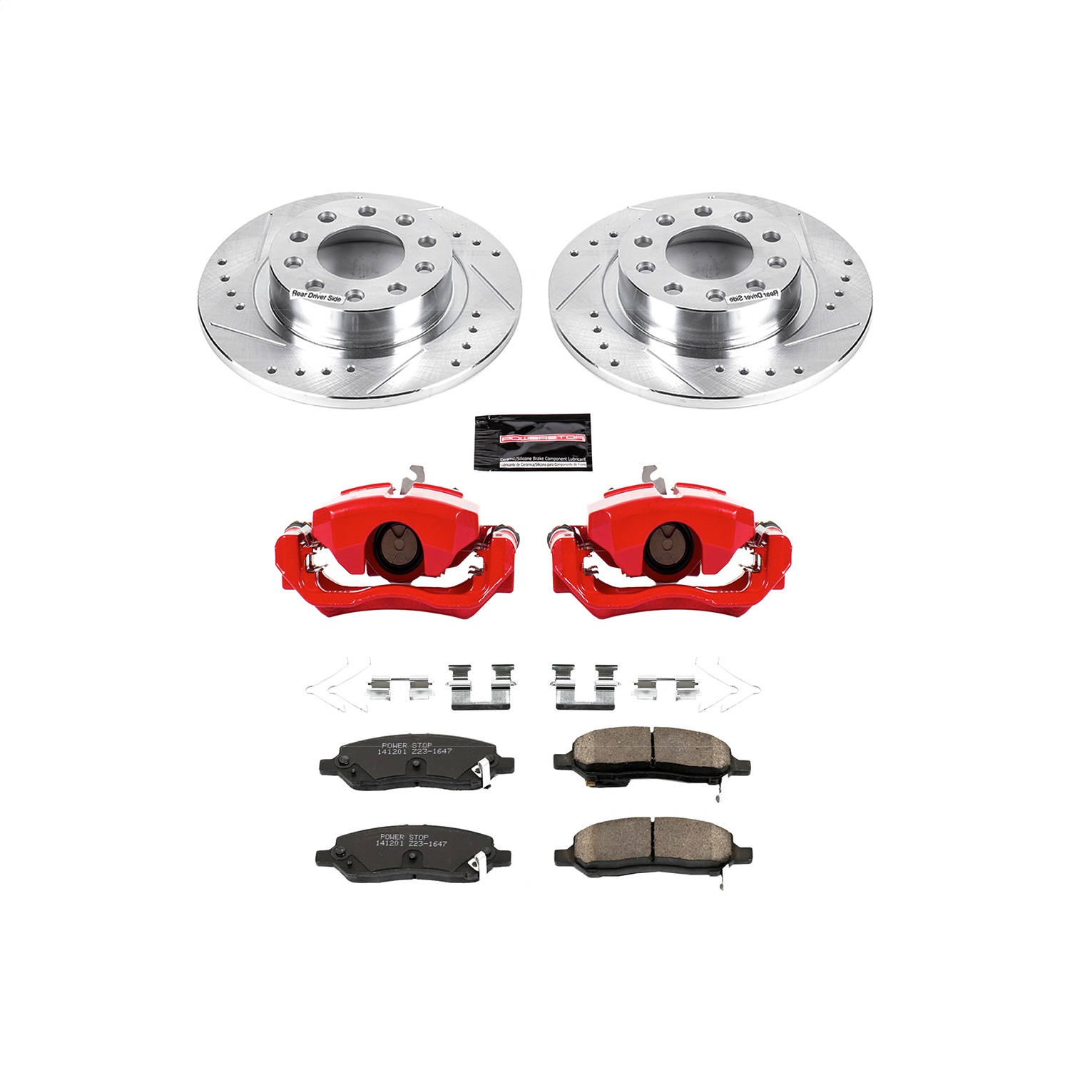 Power Stop - KC6371 - Rear - Disc Brake Pad/Caliper and Rotor Kit