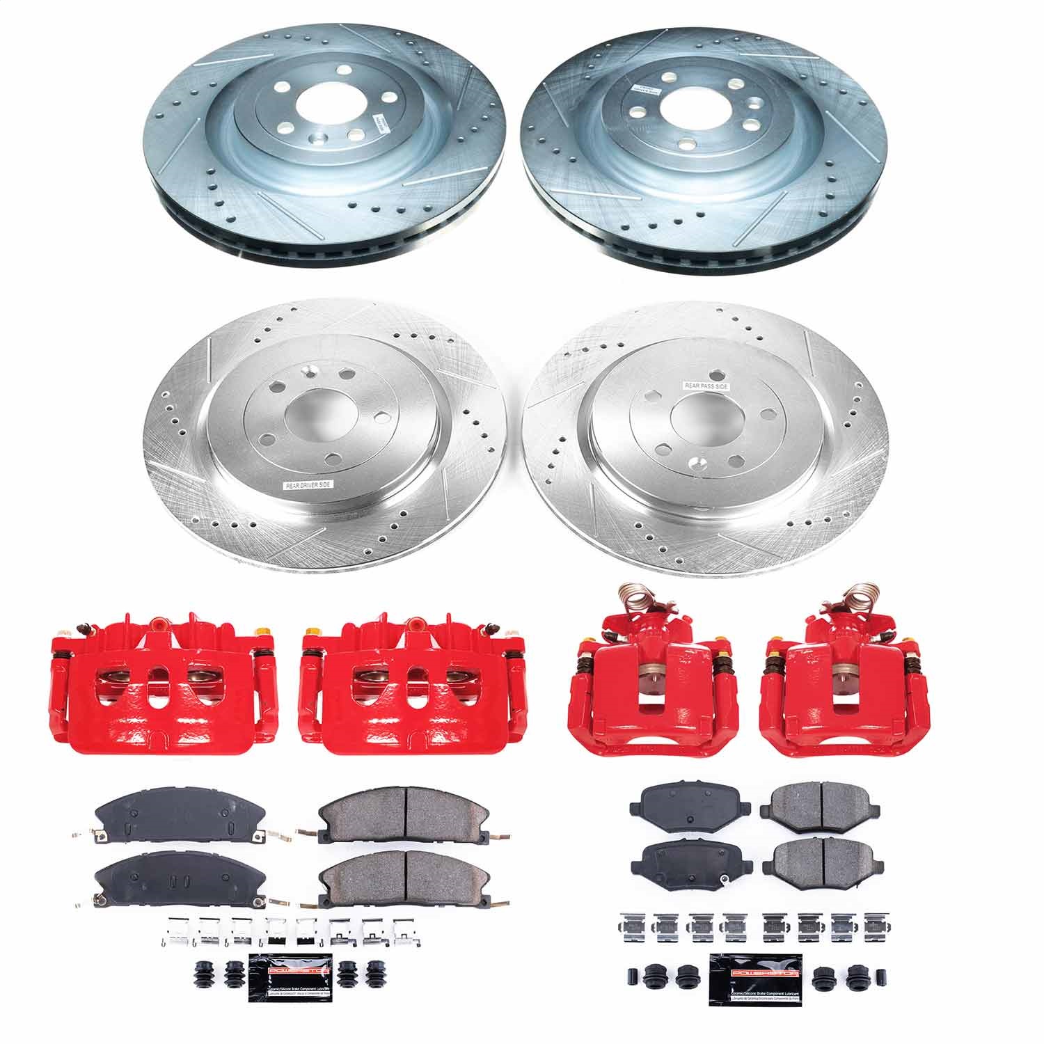 Power Stop - KC6375 - Front and Rear - Disc Brake Pad/Caliper and Rotor Kit