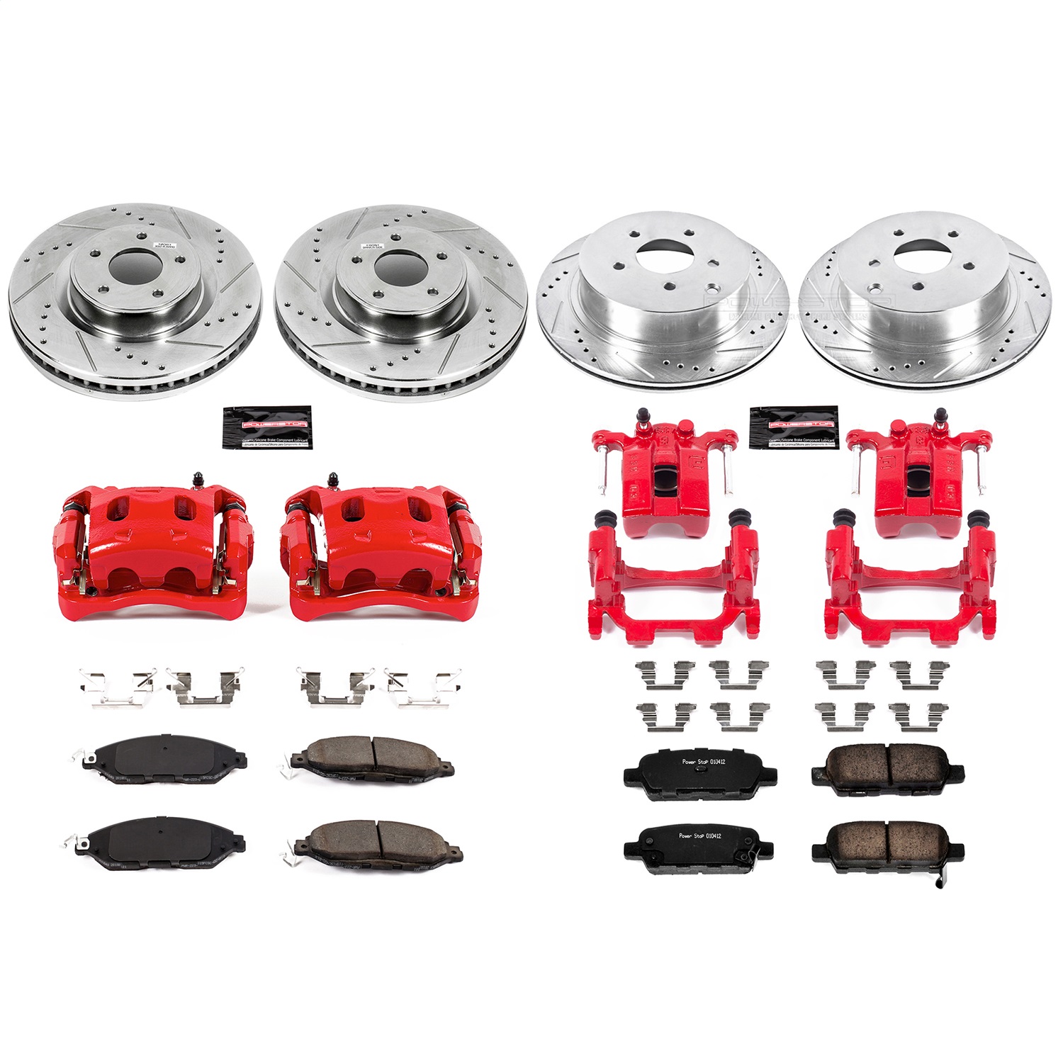 Power Stop - KC6497 - Front and Rear - Disc Brake Pad/Caliper and Rotor Kit