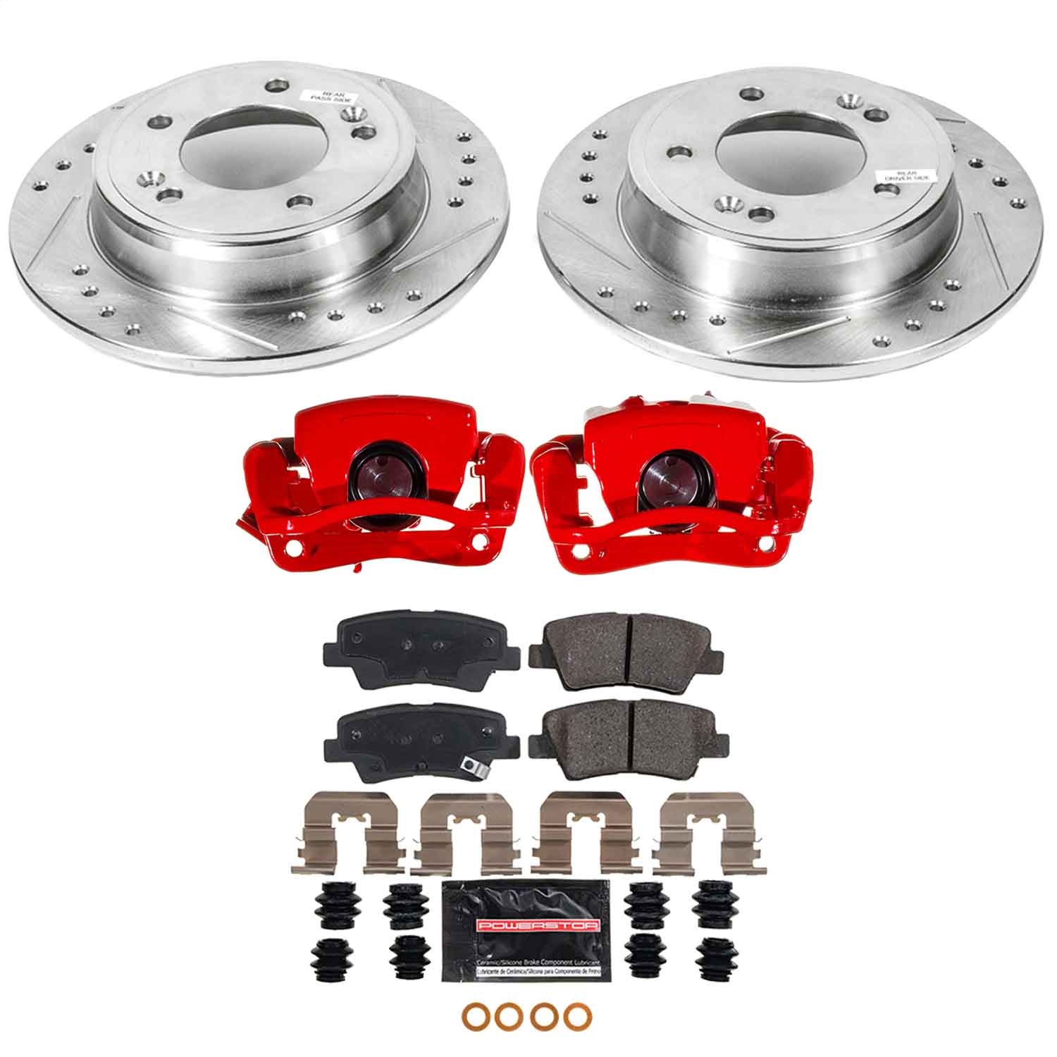 Power Stop - KC6501A - Rear - Disc Brake Pad/Caliper and Rotor Kit