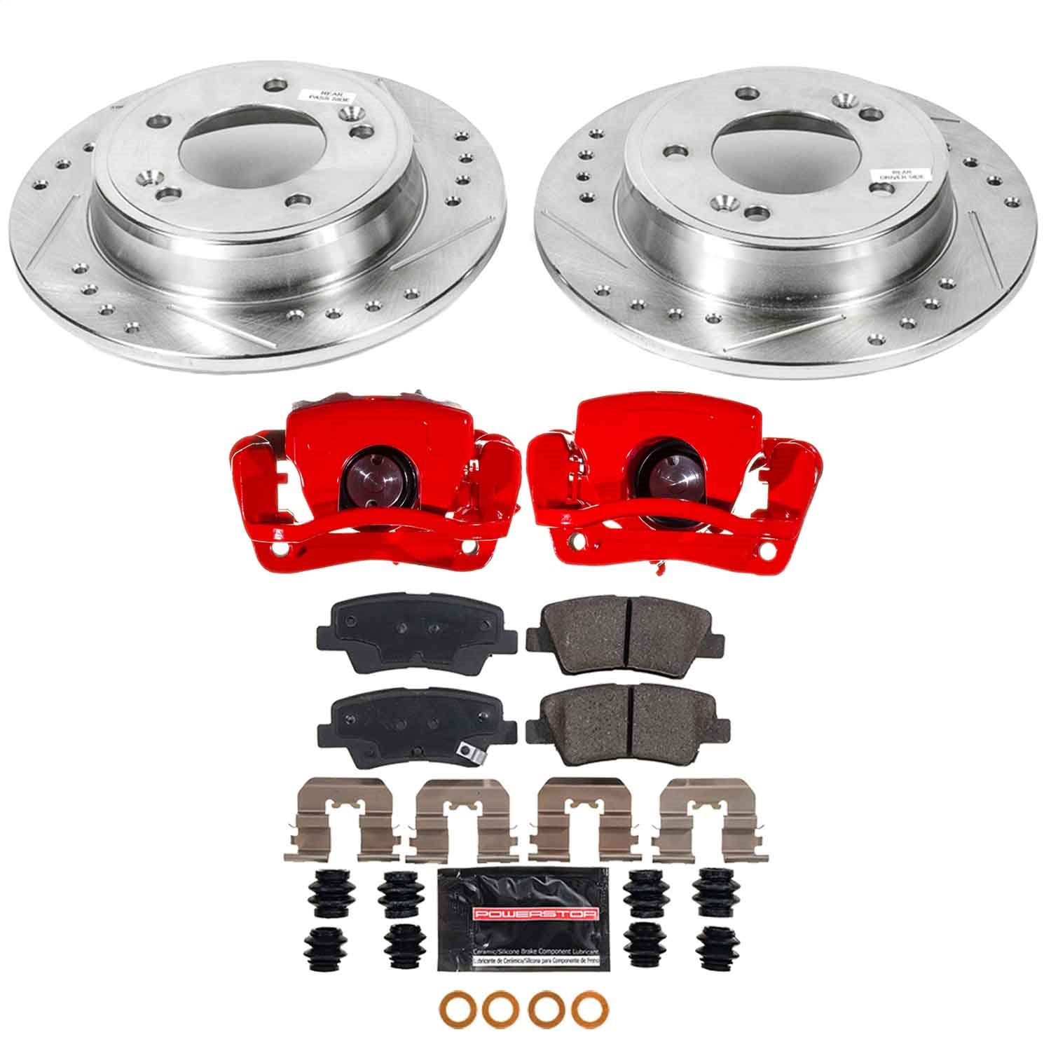 Power Stop - KC6501B - Rear - Disc Brake Pad/Caliper and Rotor Kit