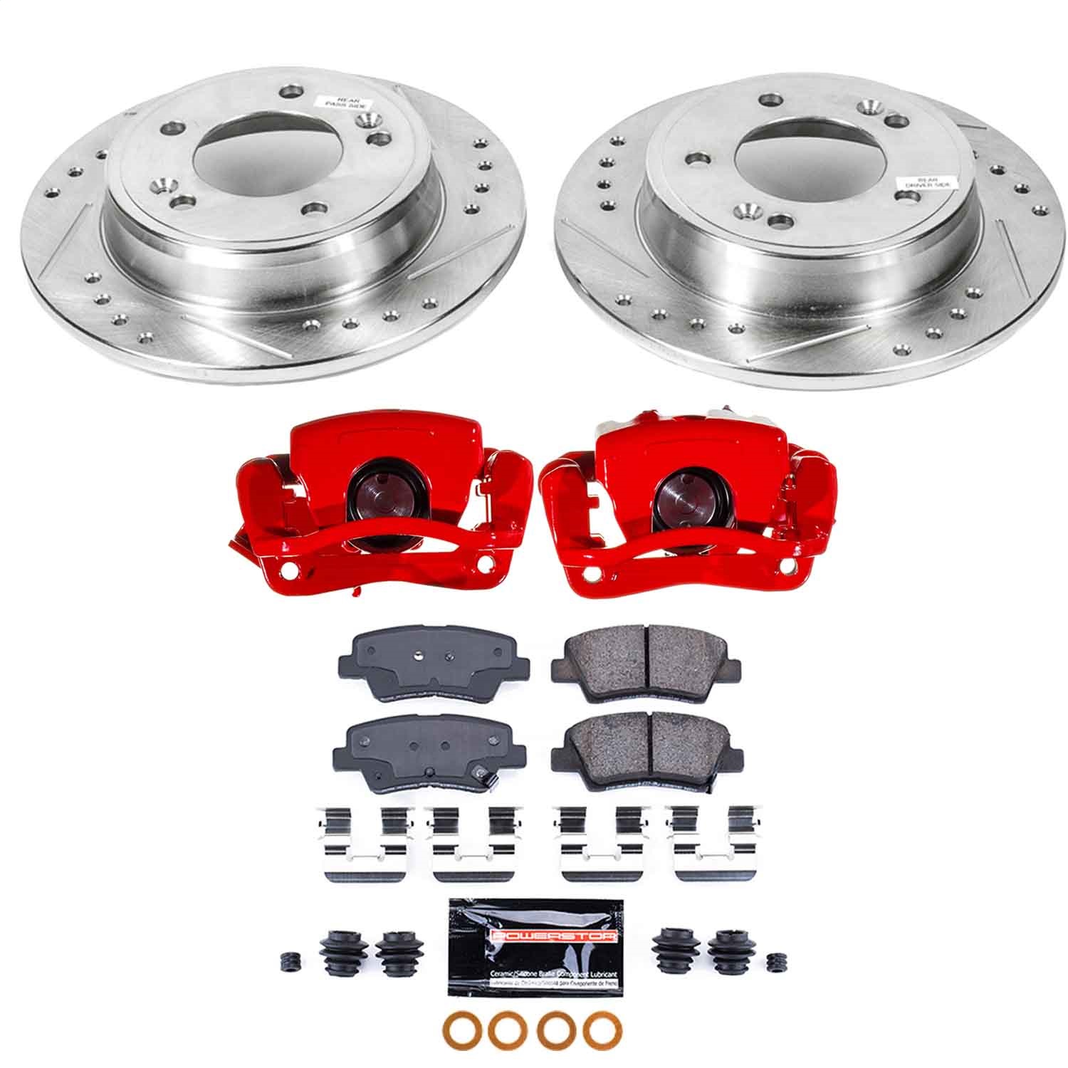 Power Stop - KC6502 - Rear - Disc Brake Pad/Caliper and Rotor Kit