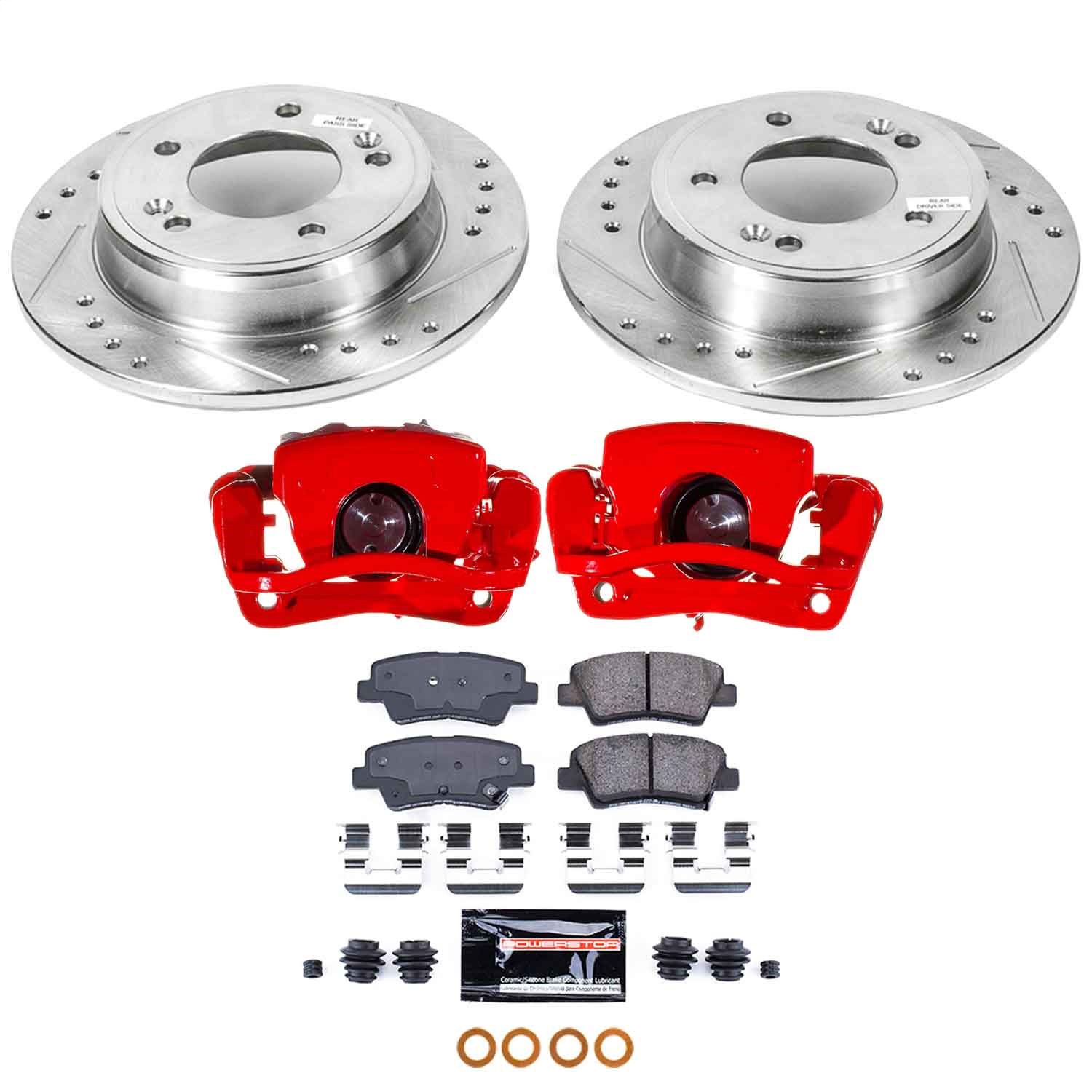 Power Stop - KC6502A - Rear - Disc Brake Pad/Caliper and Rotor Kit