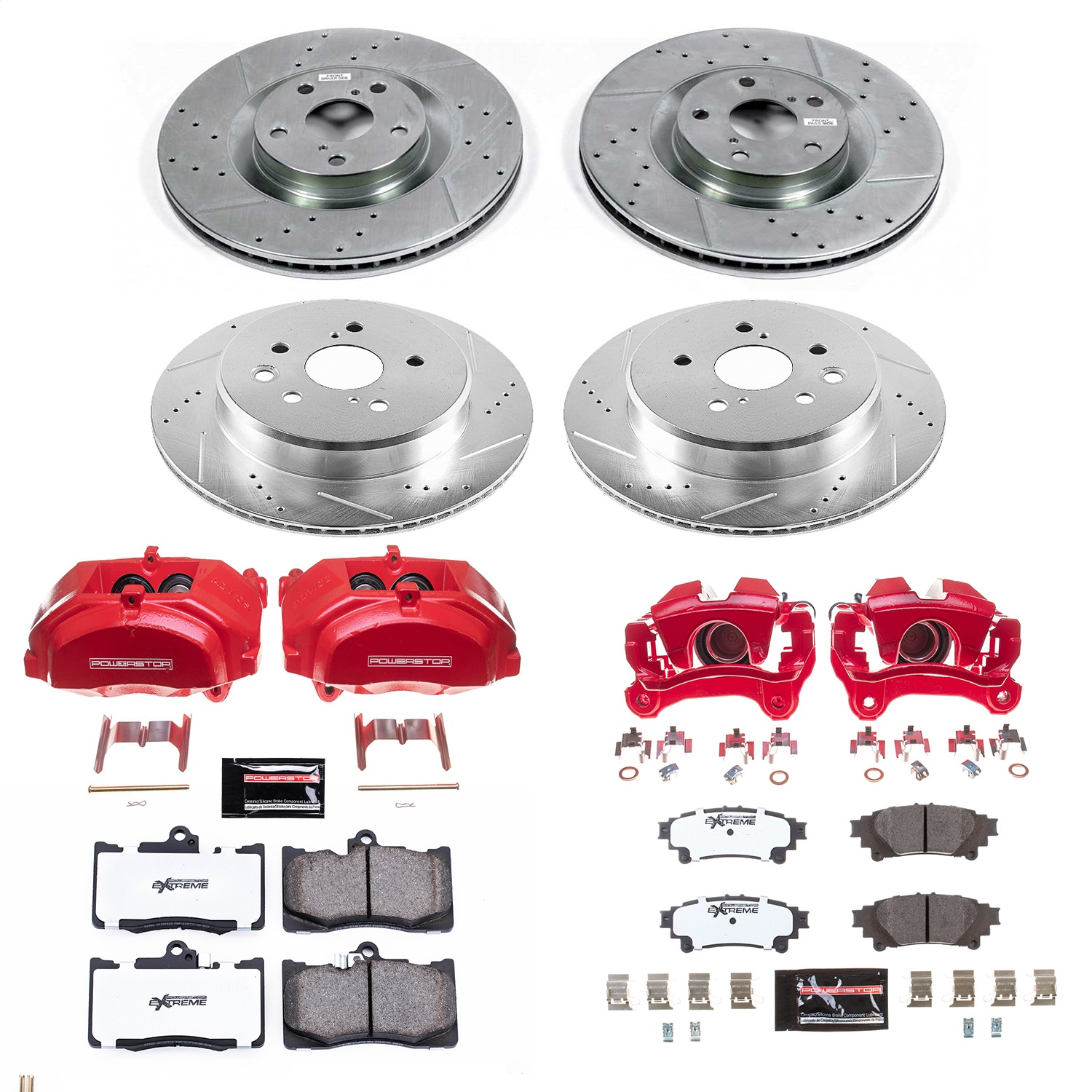 Power Stop - KC6513-26 - Front and Rear - Disc Brake Pad/Caliper and Rotor Kit